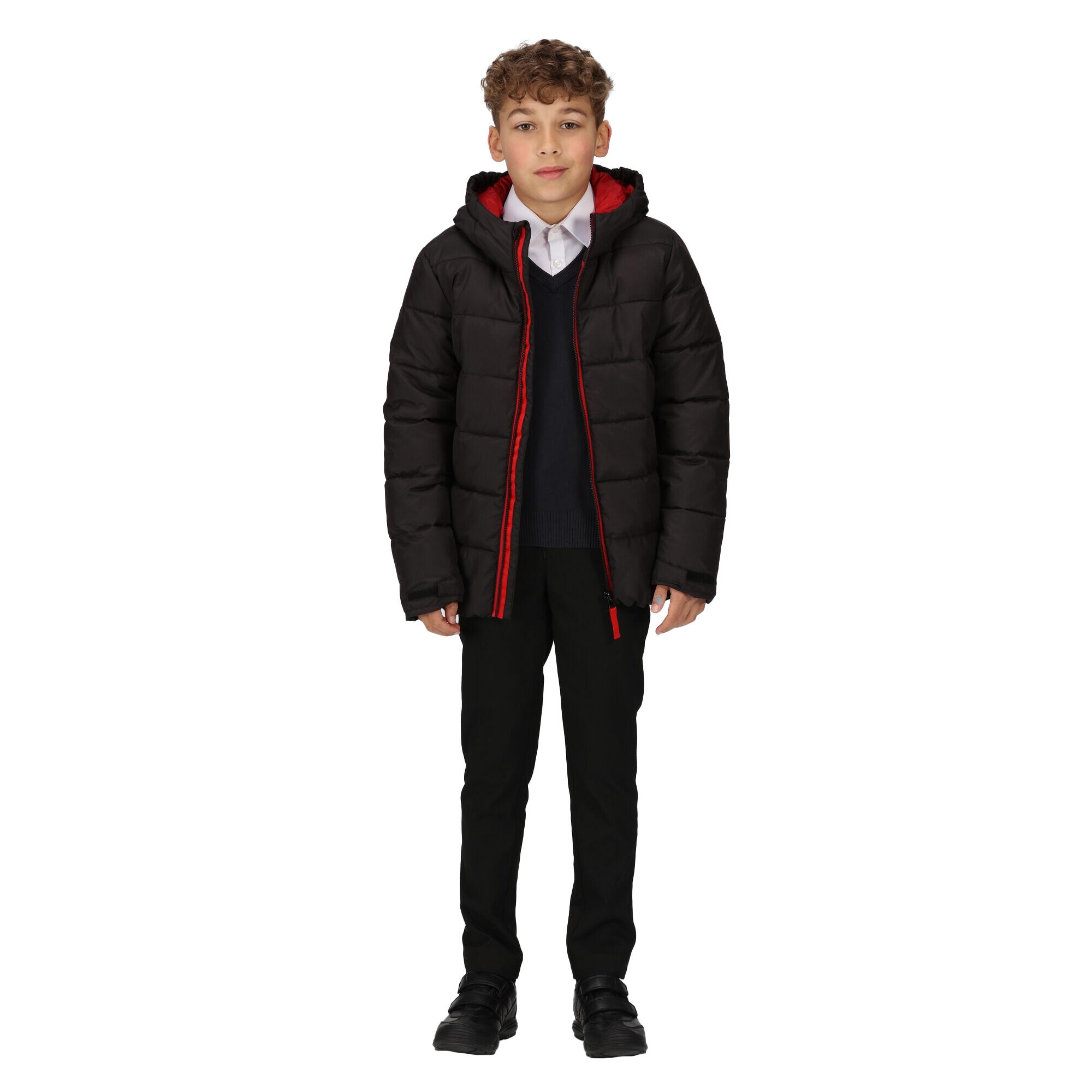 Childrens/Kids Thermal Padded Jacket (Black/Classic Red) 3/4