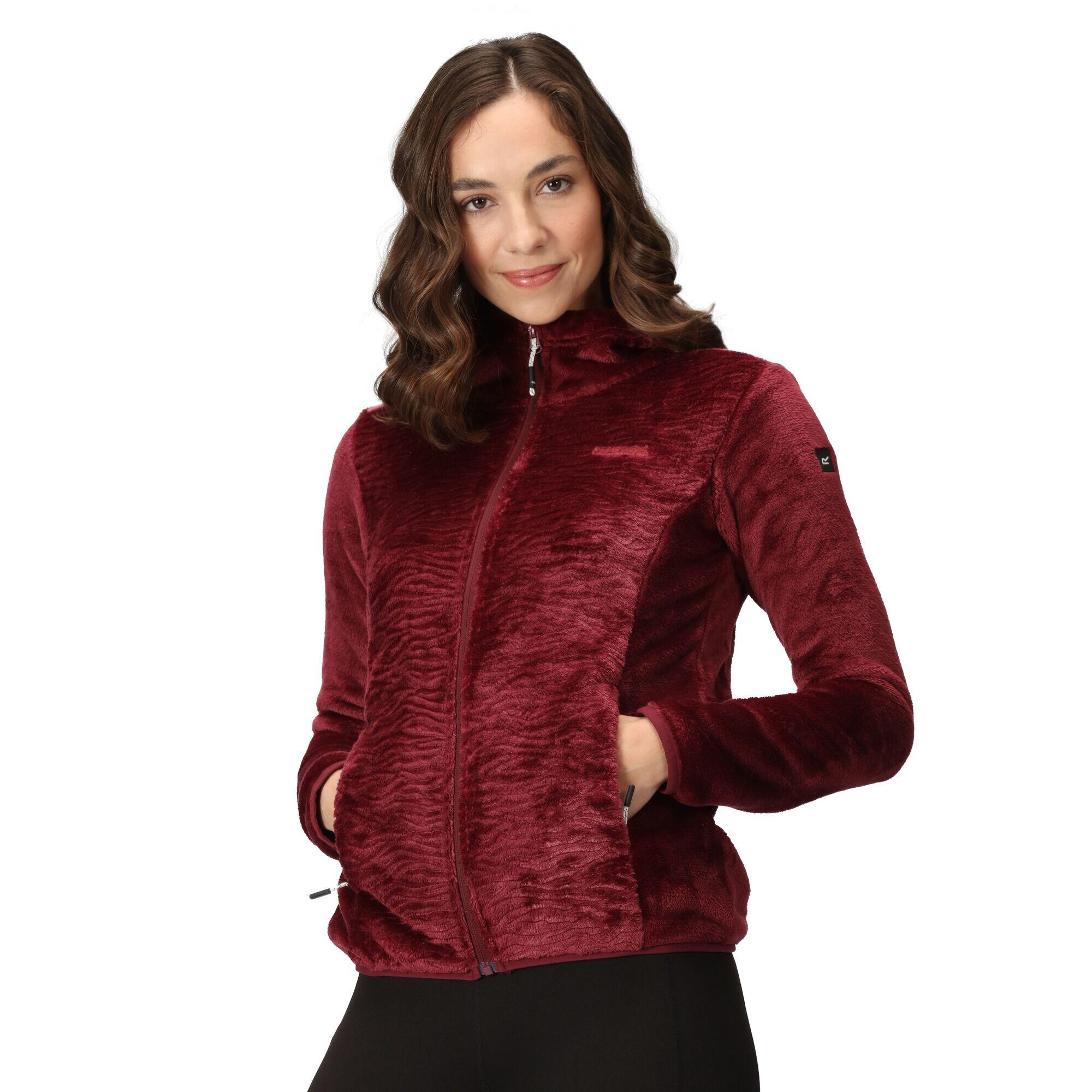 Womens/Ladies Julissa III Fluffy Full Zip Fleece Jacket (Burgundy) 3/5