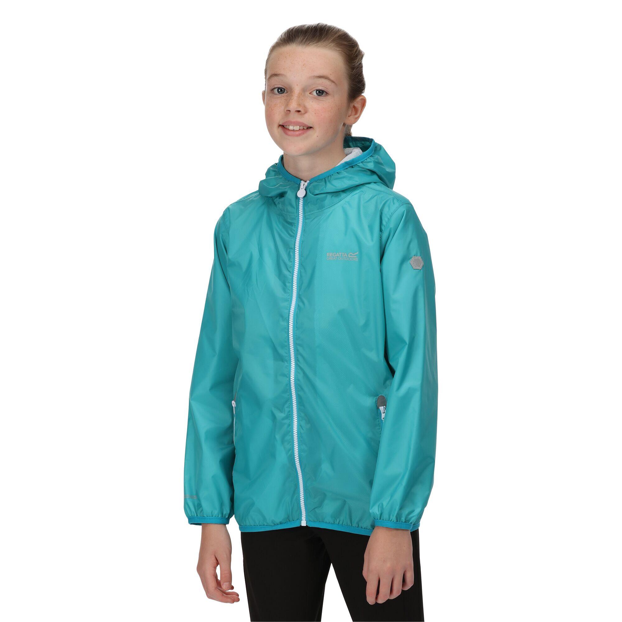 REGATTA Great Outdoors Childrens/Kids Lever II Packaway Rain Jacket (Turquoise)