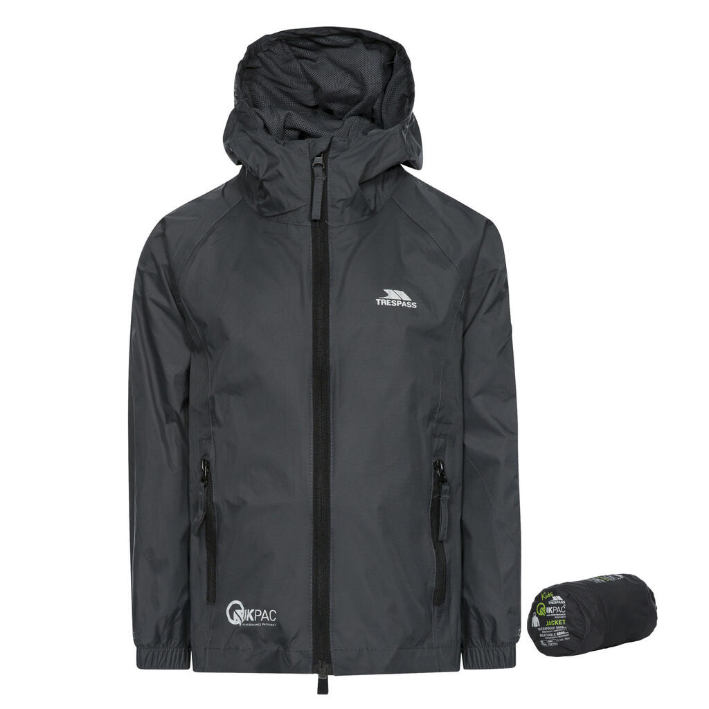 Childrens/Kids Qikpac Waterproof Packaway Jacket (Flint)