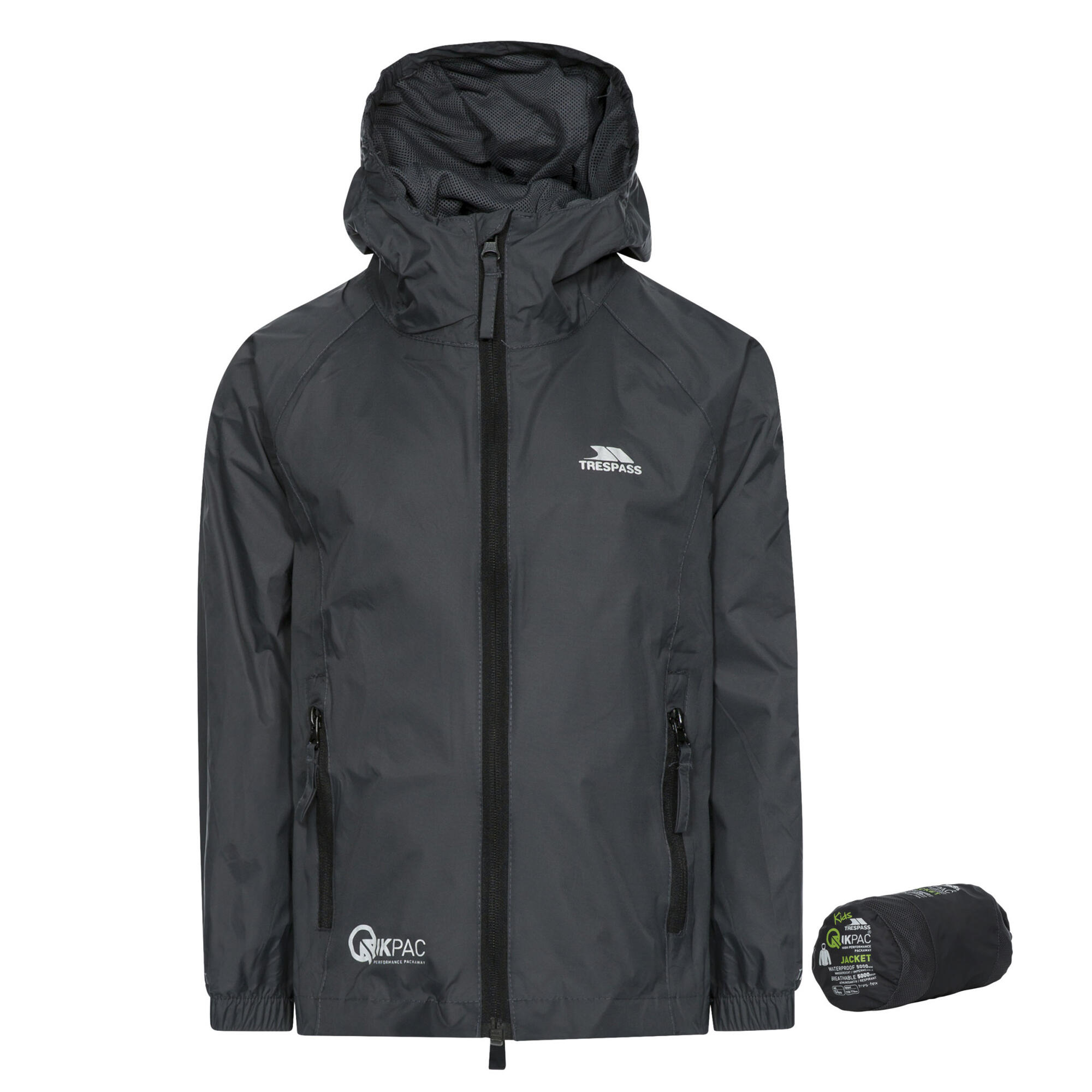 TRESPASS Kinderen/Kinderen Qikpac Waterdichte Packaway Jacket (Vuursteen)