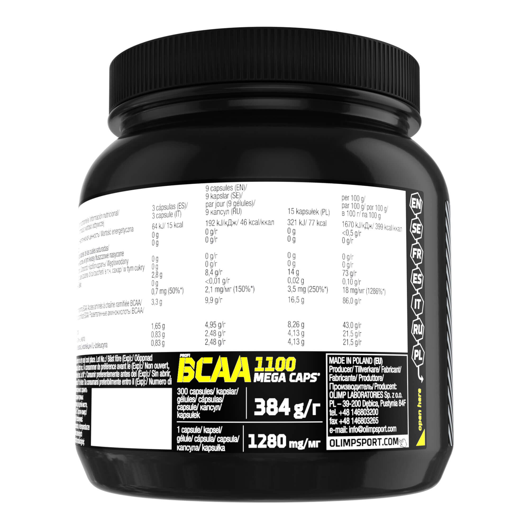 BCAA 1100 Mega Caps OLIMP 300 kaps 3/4