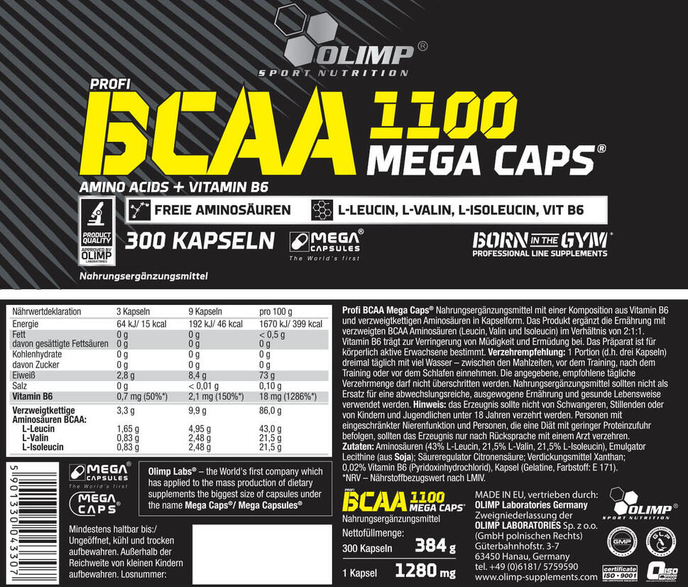 BCAA 1100 Mega Caps OLIMP 300 kaps