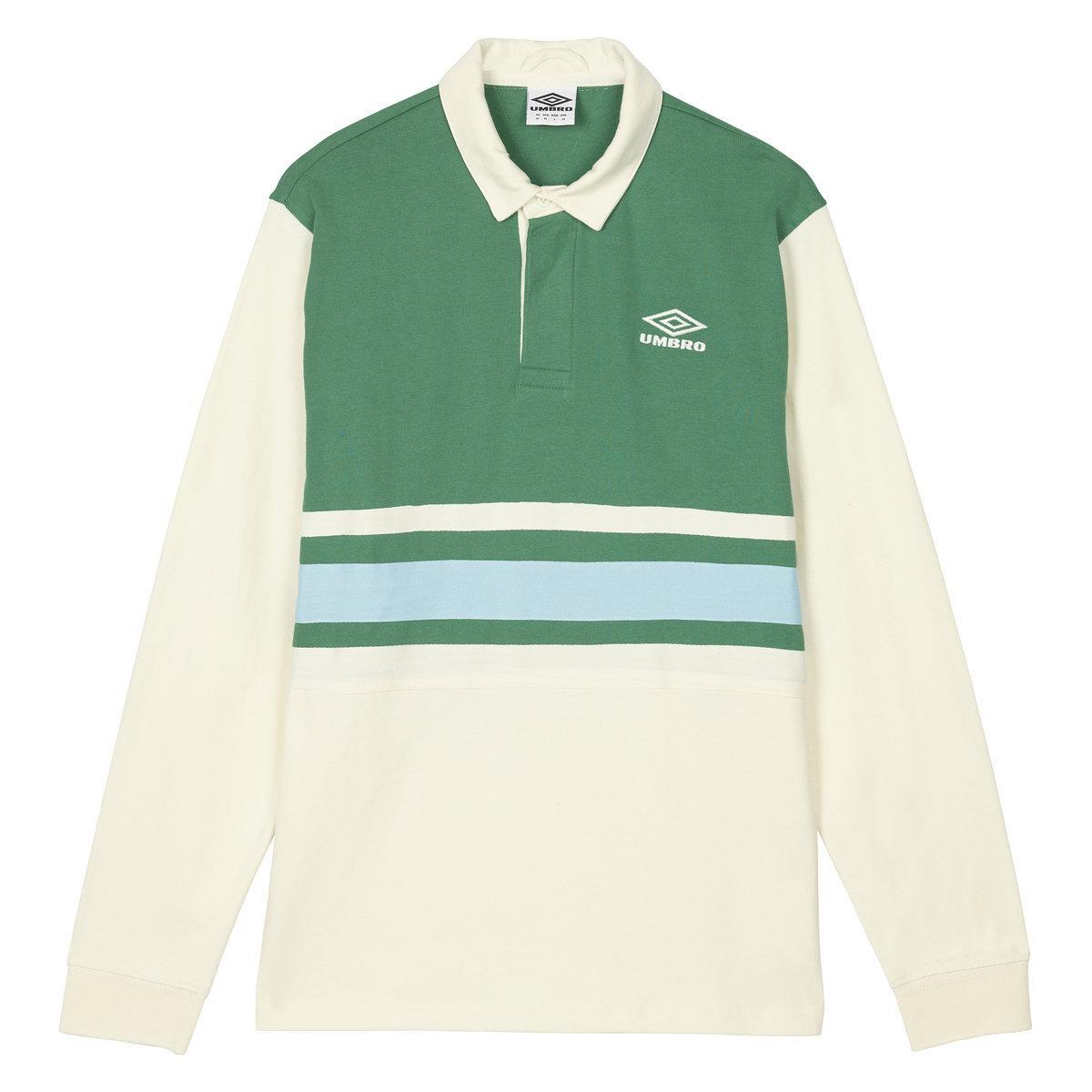 Men's rugby top (Ecru / Fir / Pastel blue)