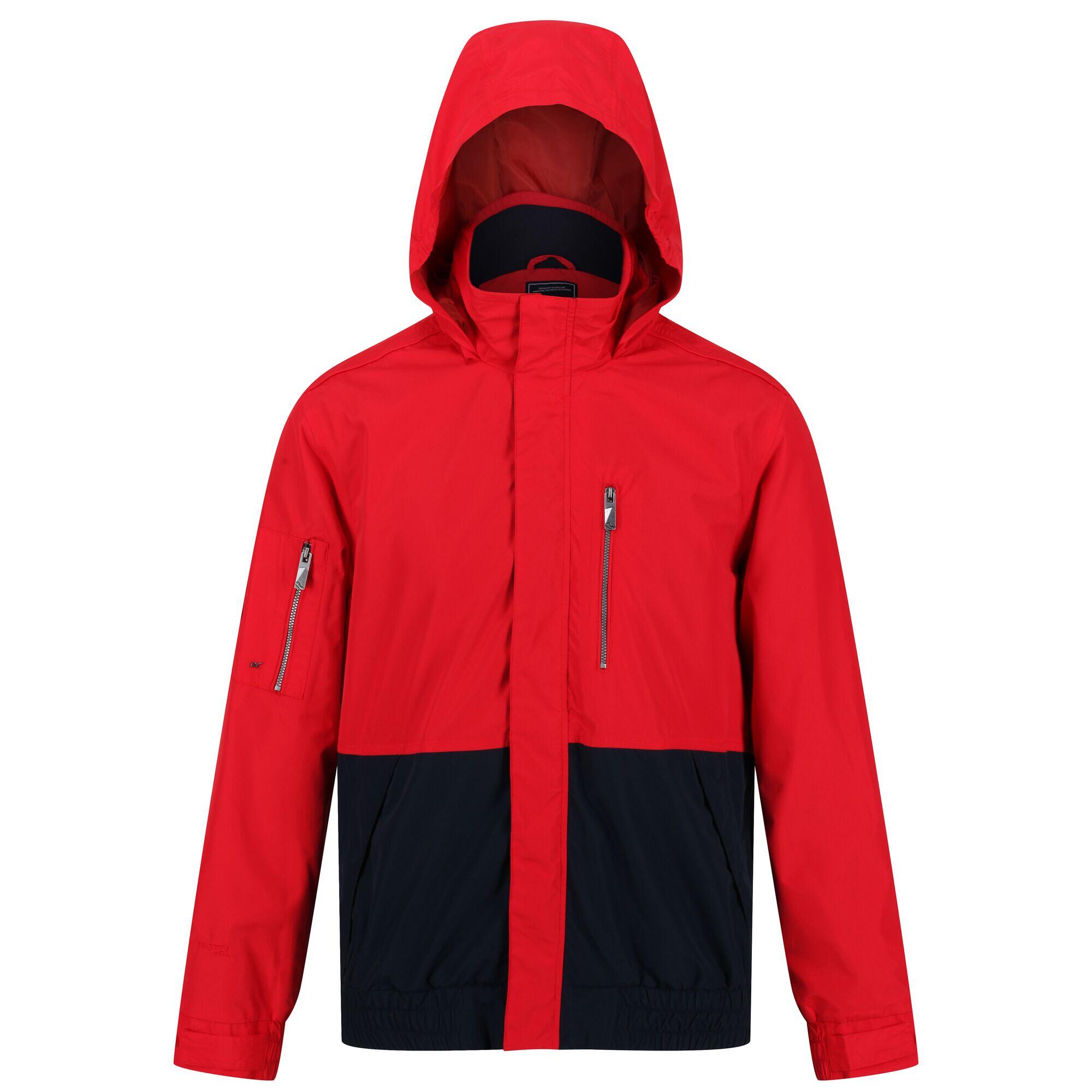 REGATTA Mens Feelding Colour Block Waterproof Bomber Jacket (True Red/Navy)