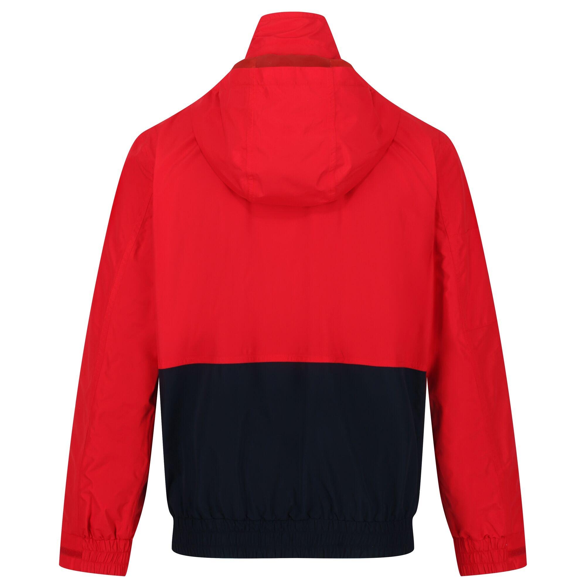 Mens Feelding Colour Block Waterproof Bomber Jacket (True Red/Navy) 2/5