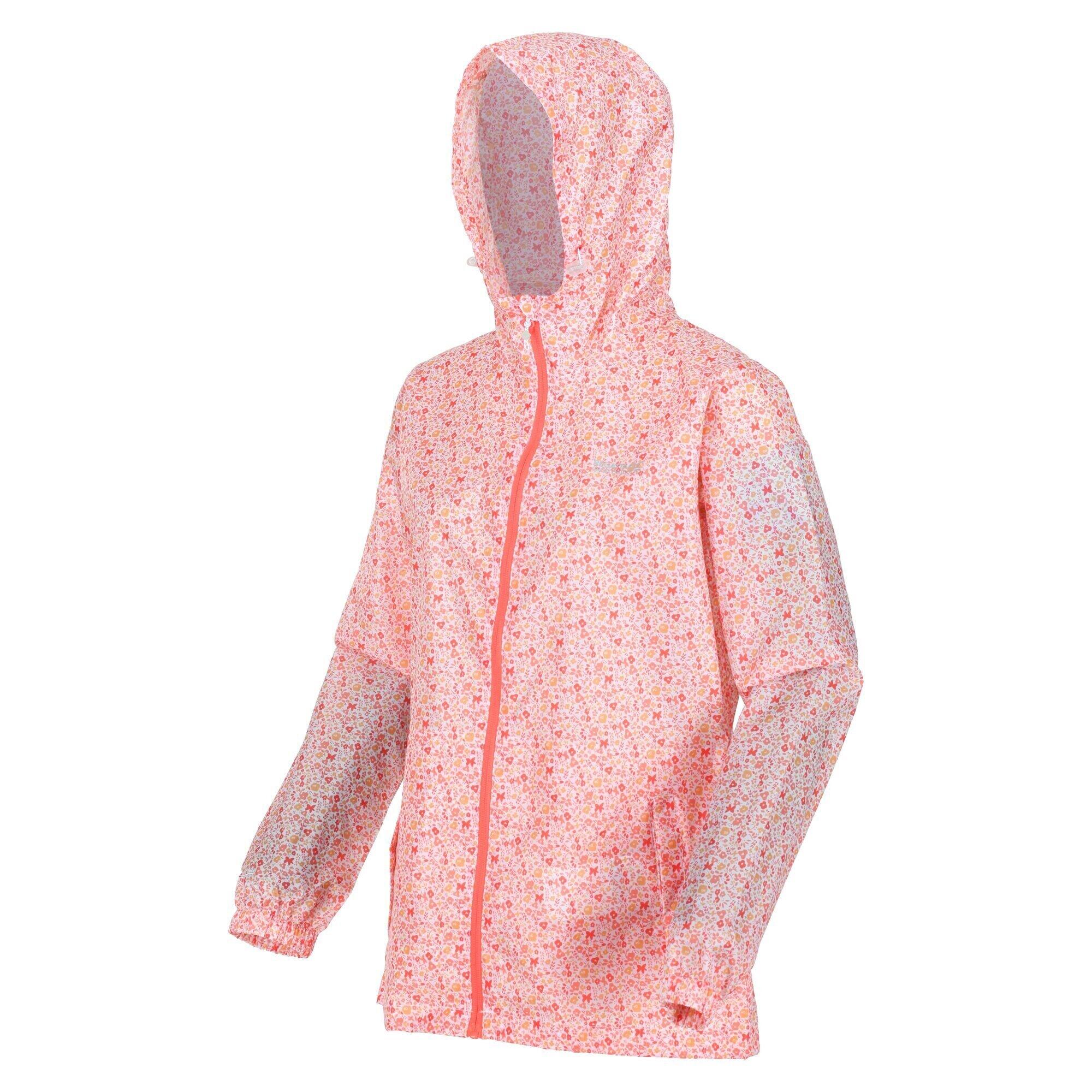 Womens/Ladies Pack It Ditsy Print Waterproof Jacket (Papaya) 3/5