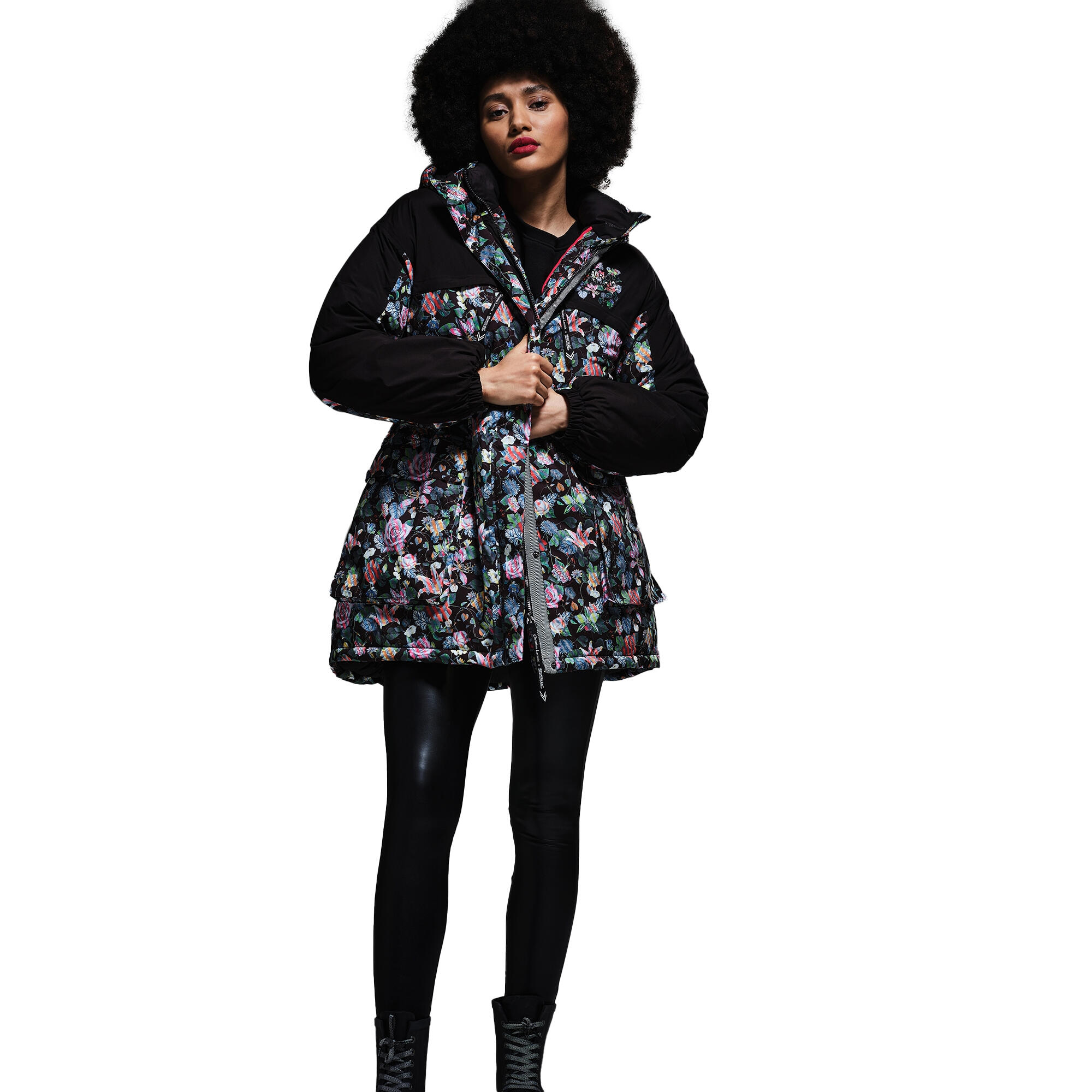 Womens/Ladies Christian Lacroix Cailar Floral Longline Waterproof Jacket (Black) 3/4