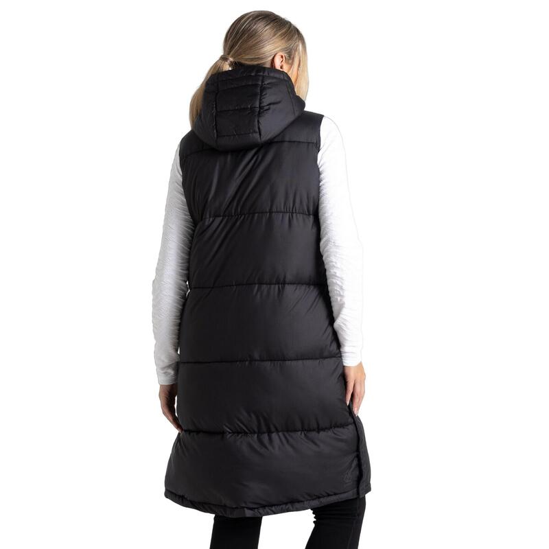 Dames Society Gewatteerd Longline Gilet (Zwart)