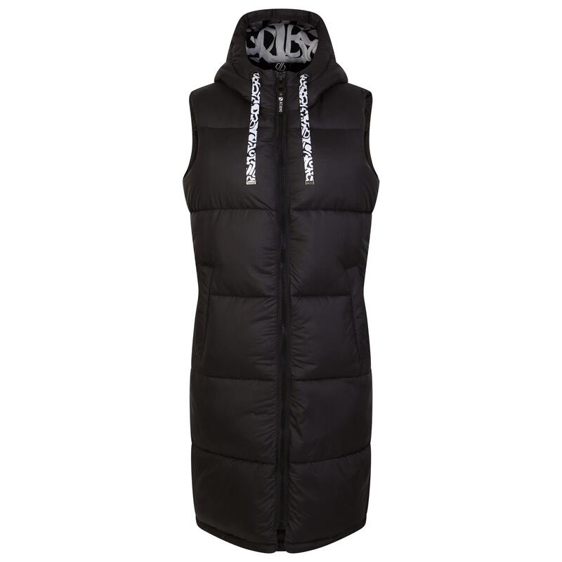 Dames Society Gewatteerd Longline Gilet (Zwart)