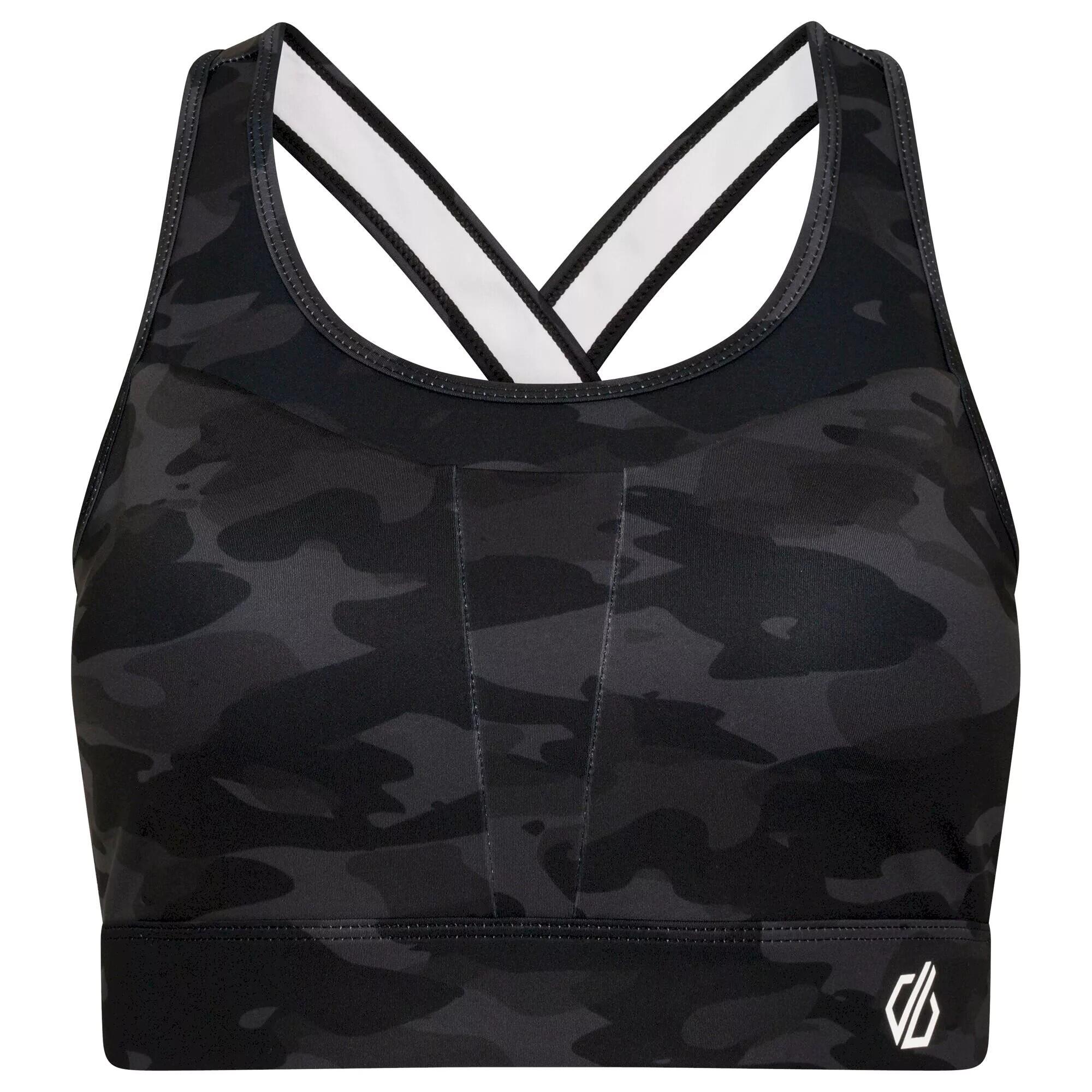 DARE 2B Womens/Ladies The Laura Whitmore Edit Mantra Camo Recycled Sports Bra (Black)