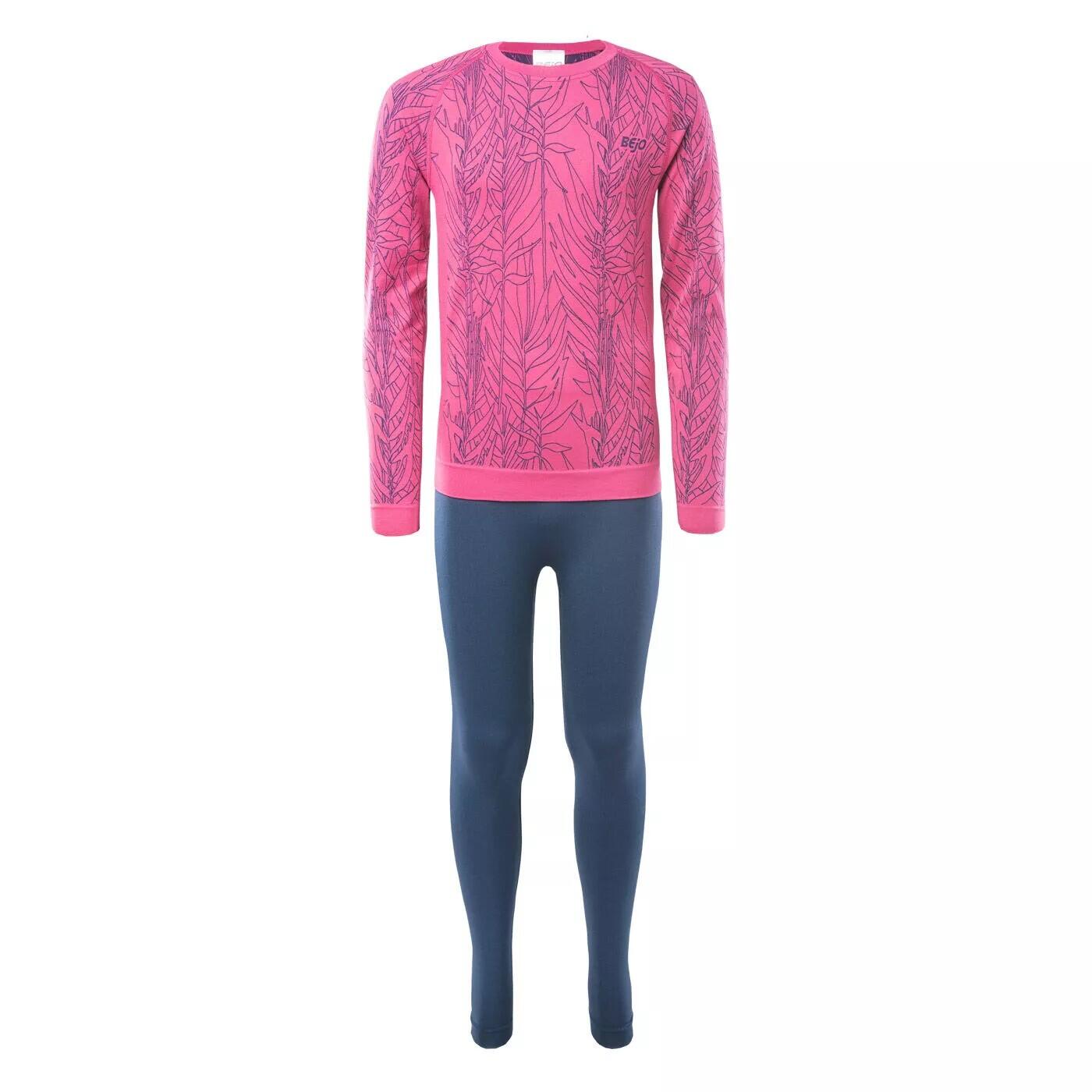 Bejo - Sousvêtements Thermiques Grar Fille (bleu Foncé / Chèvrefeuille) - Sous Maillot Manche Longue - Bleu|jaune - 10 À 12 Ans - Decathlon