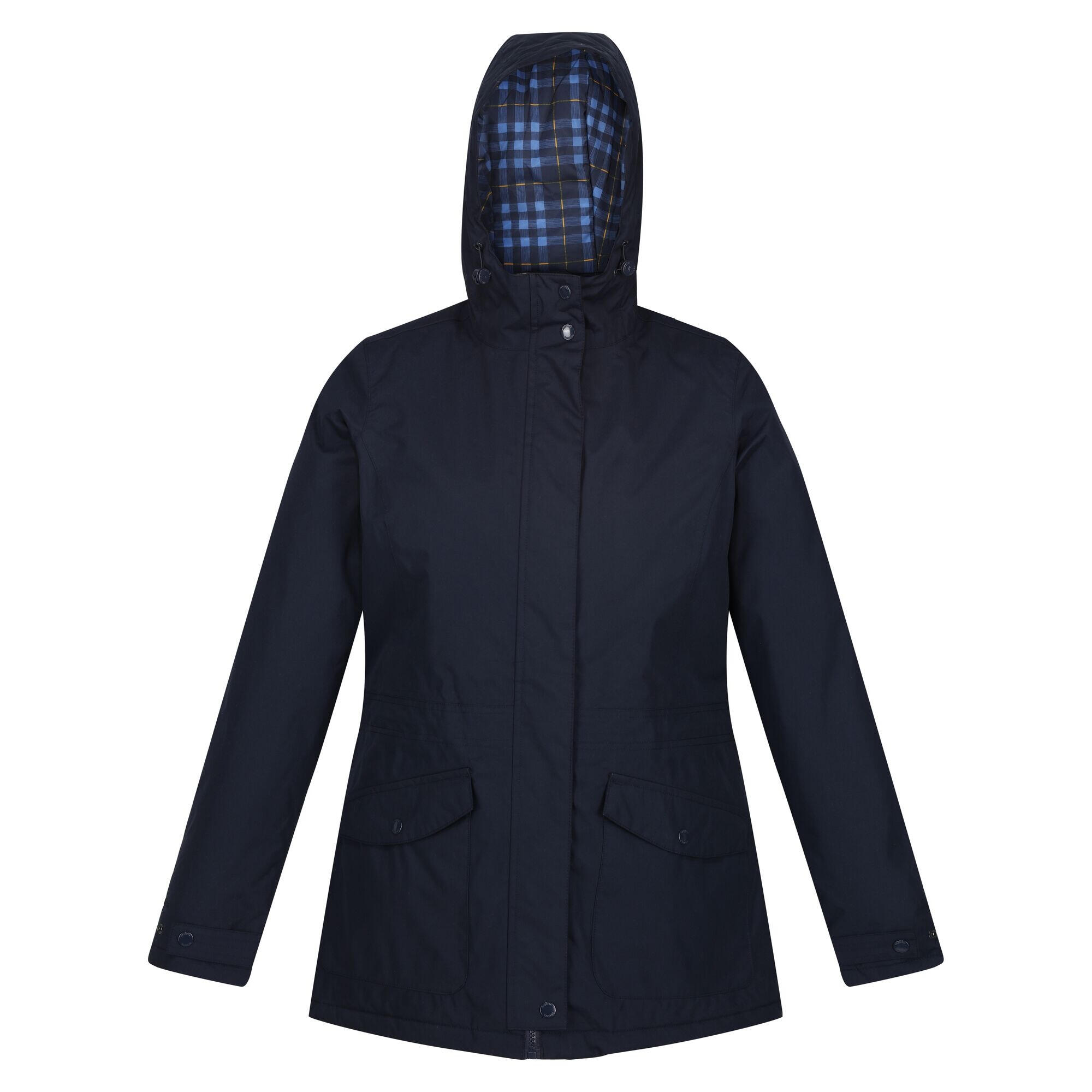 Womens/Ladies Brigida Waterproof Jacket (Navy Check) 1/4