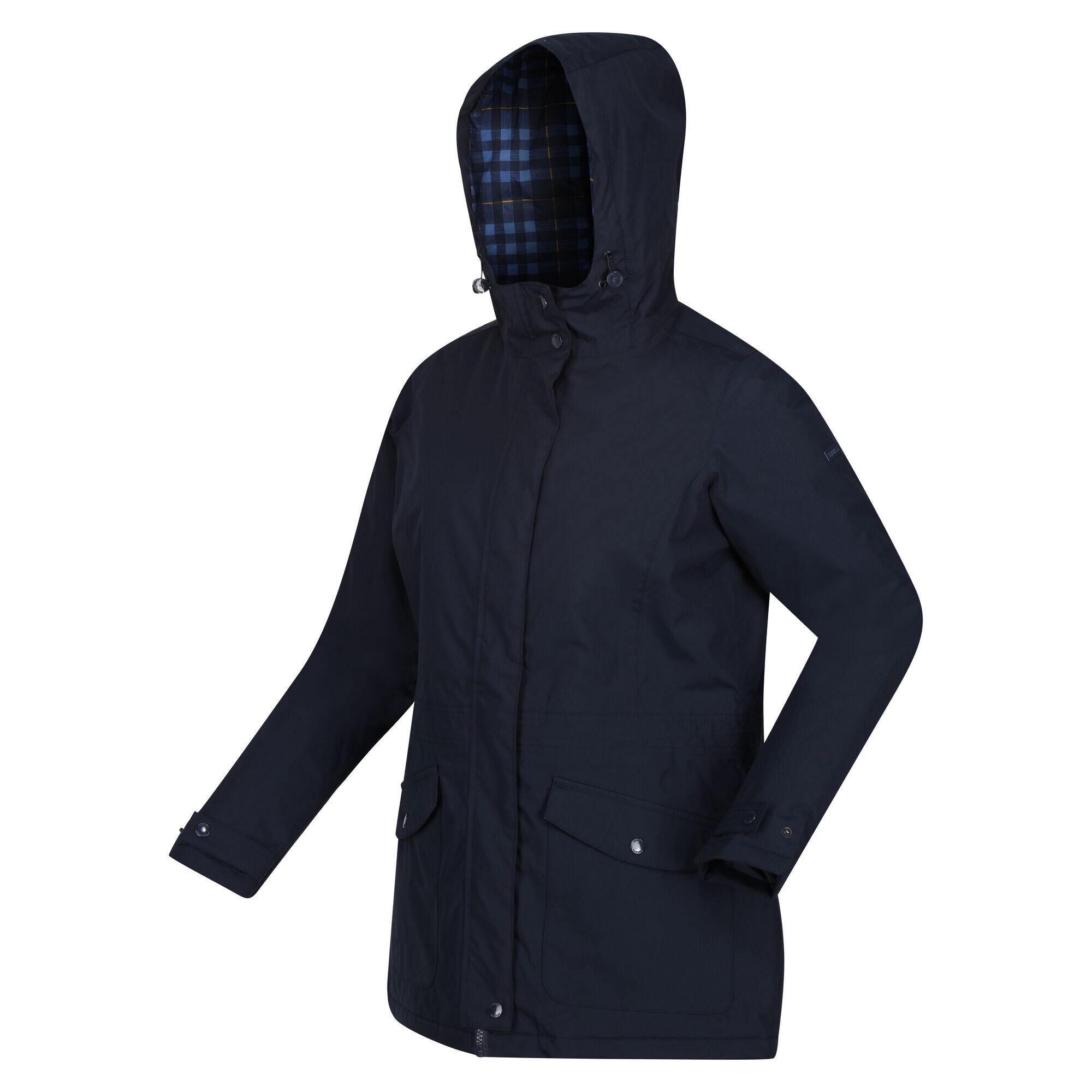 Womens/Ladies Brigida Waterproof Jacket (Navy Check) 3/4