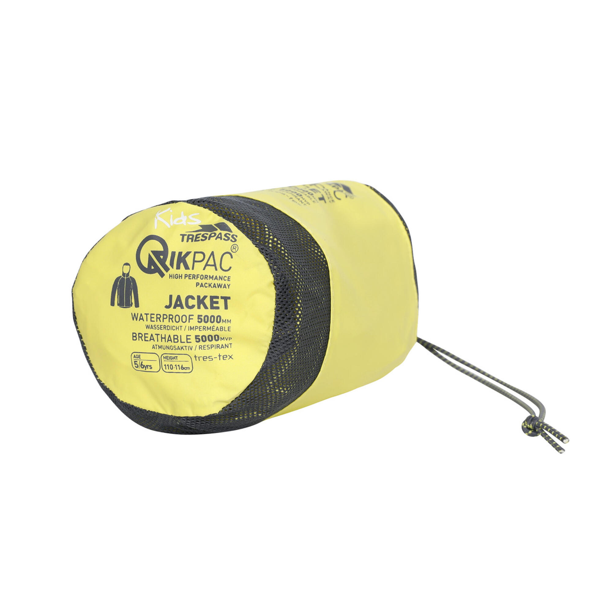 Kinderen/Kinderen Qikpac Waterdichte Packaway Jacket (Geel) 3/5