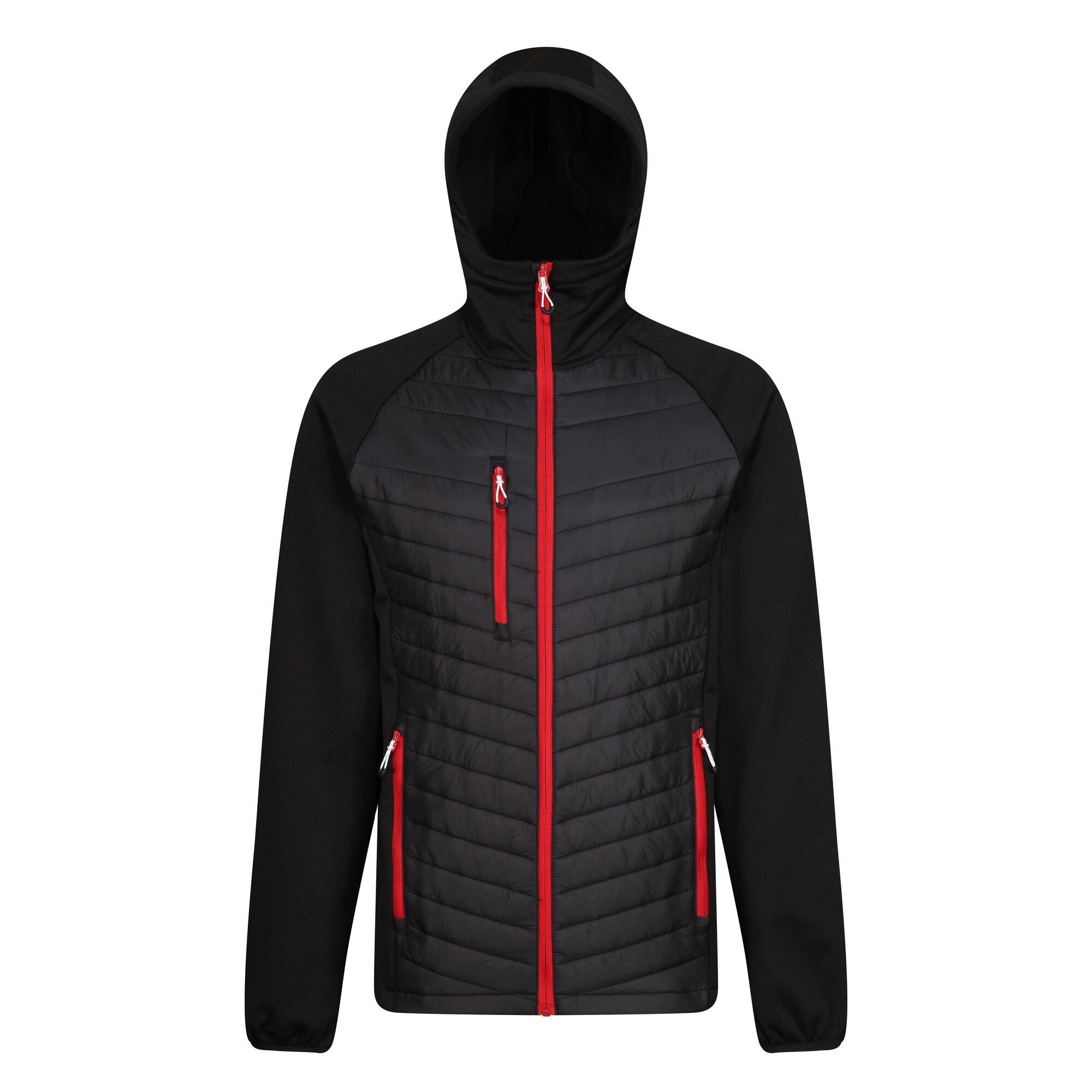 Mens Navigate Quilted Hybrid Jacket (Black/Classic Red) 1/3
