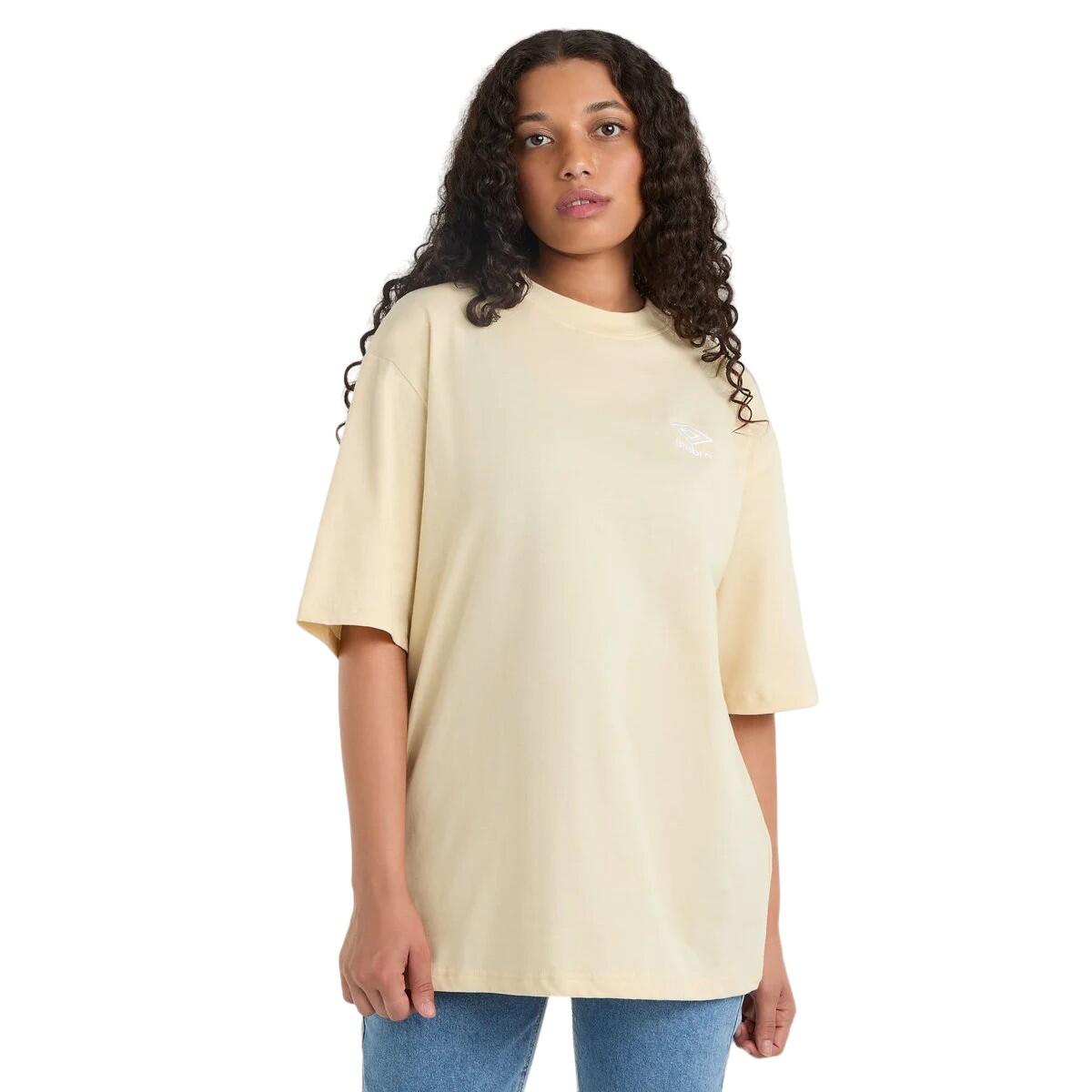 Womens/Ladies Core Oversized TShirt (Biscotti/White) 3/4