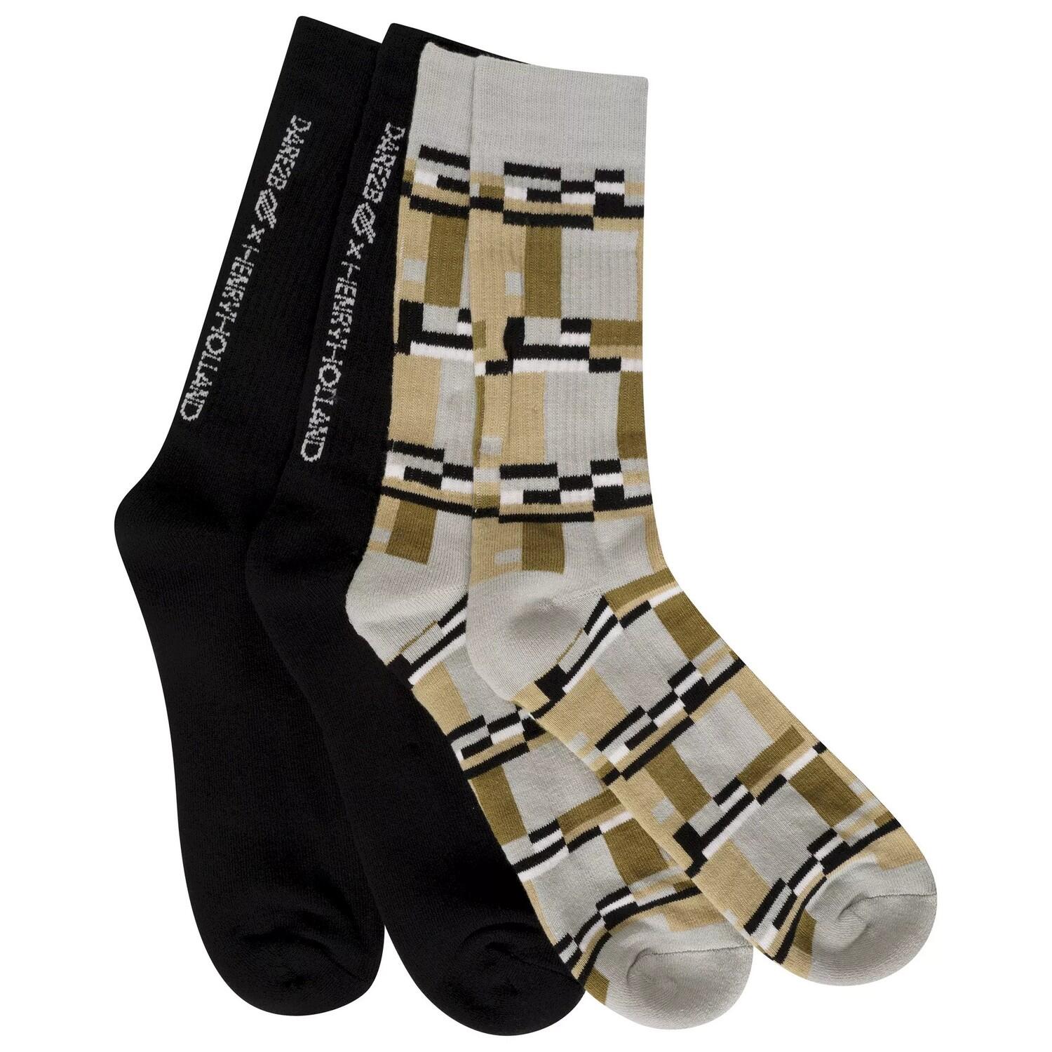 DARE 2B Unisex Adult Henry Holland Socks Set (Pack of 2) (Black/Beige/Grey)