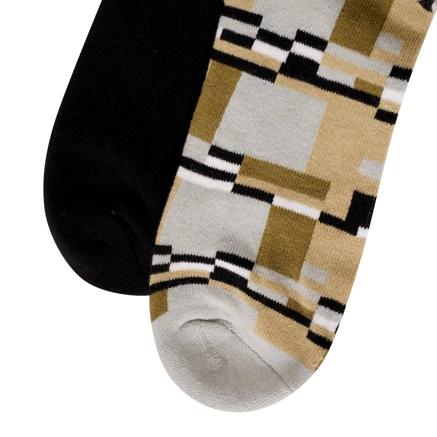 Unisex Adult Henry Holland Socks Set (Pack of 2) (Black/Beige/Grey) 2/4