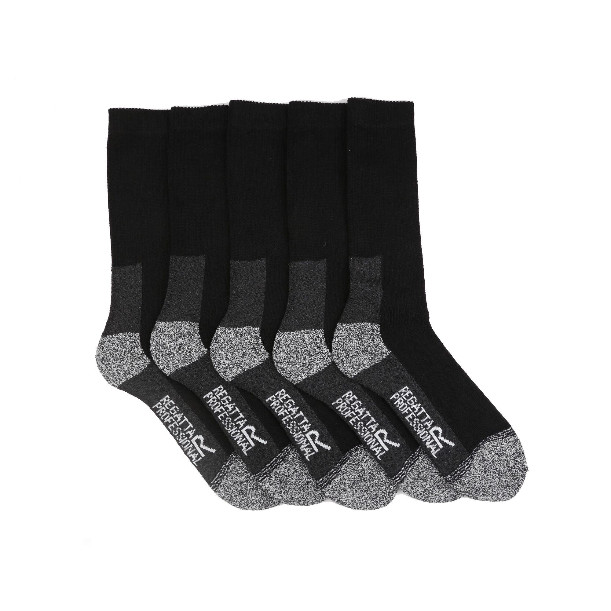 REGATTA Mens Boot Socks (Pack of 5) (Black)