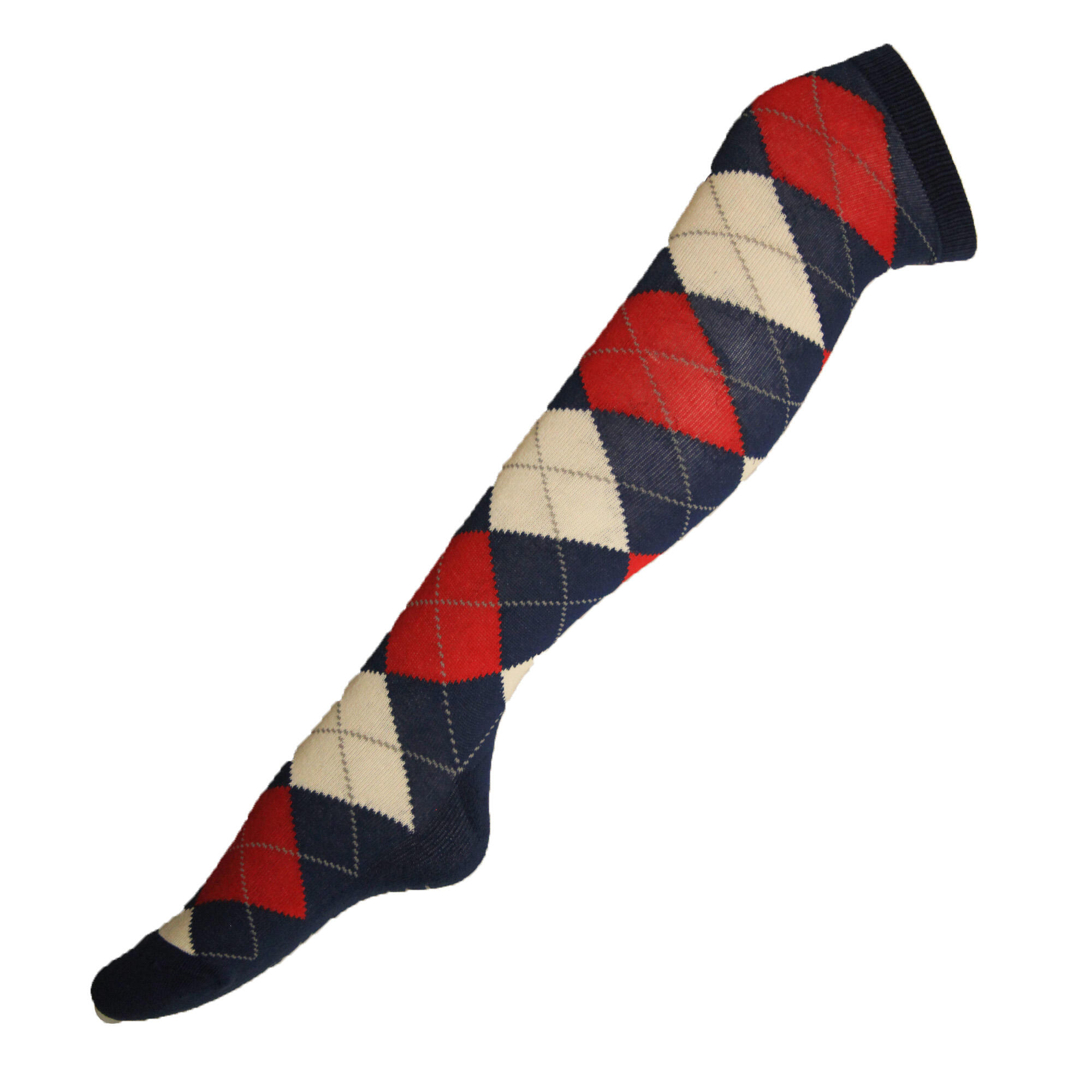 Unisex Argyle Socks (Red/Navy/White) 2/3
