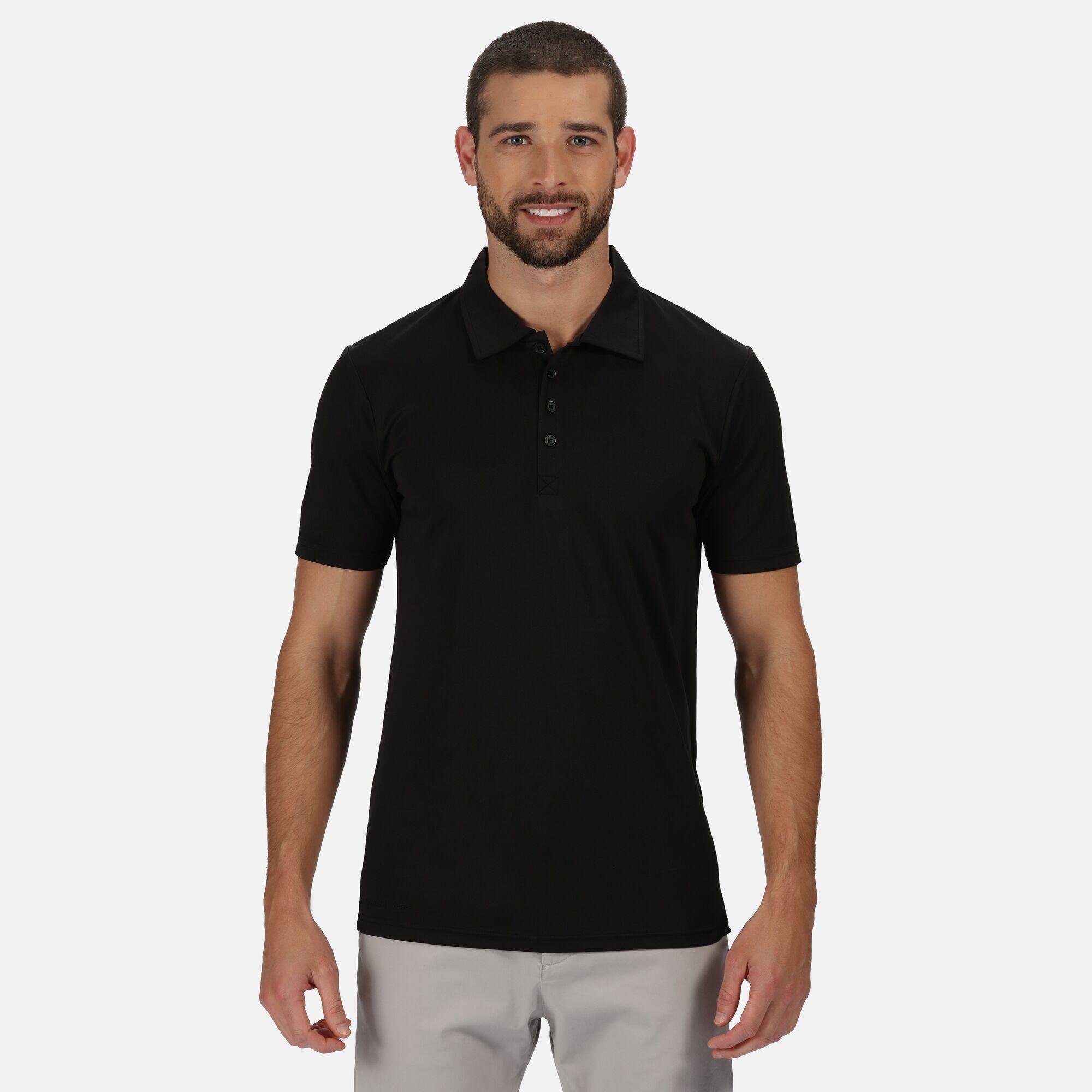 Poloshirt recyceltes Material für Herren Schwarz 2/5