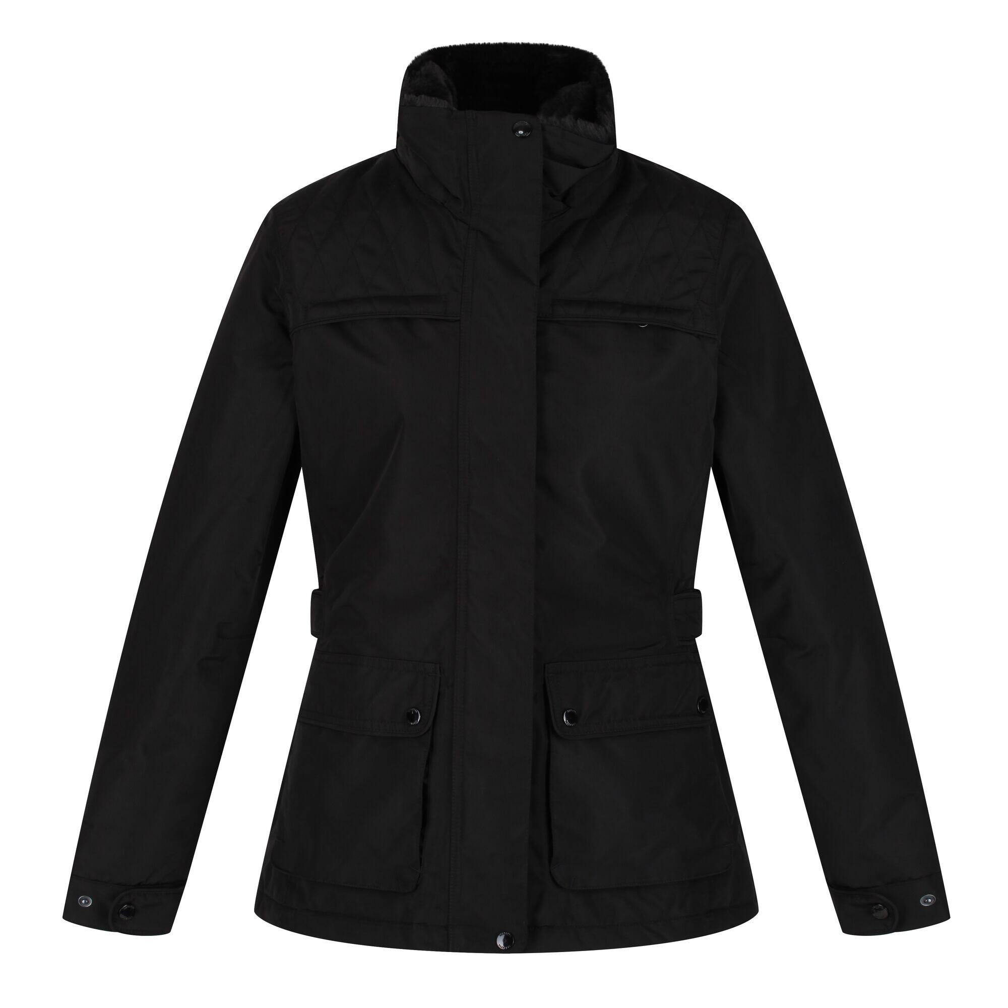 REGATTA Womens/Ladies Linnette Waterproof Padded Jacket (Black High Shine)