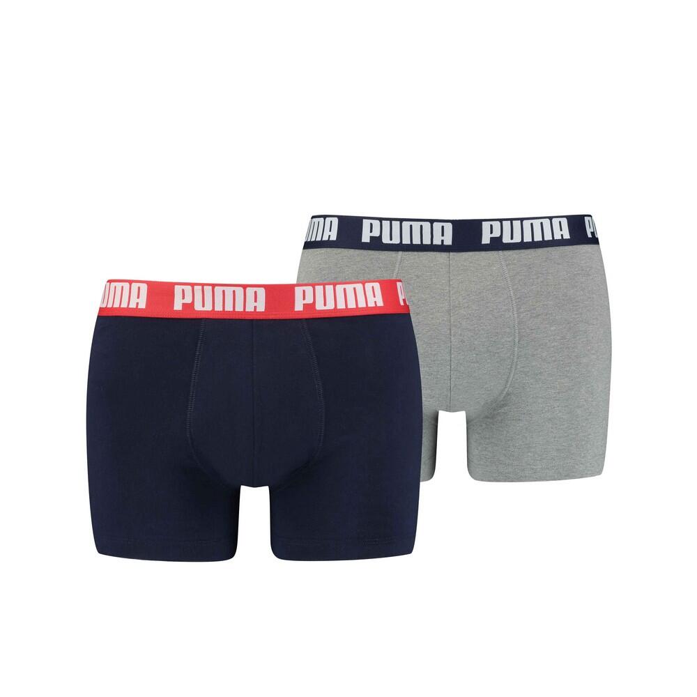 PUMA Mens Basic Boxer Shorts (Pack of 2) (Grey/Navy)