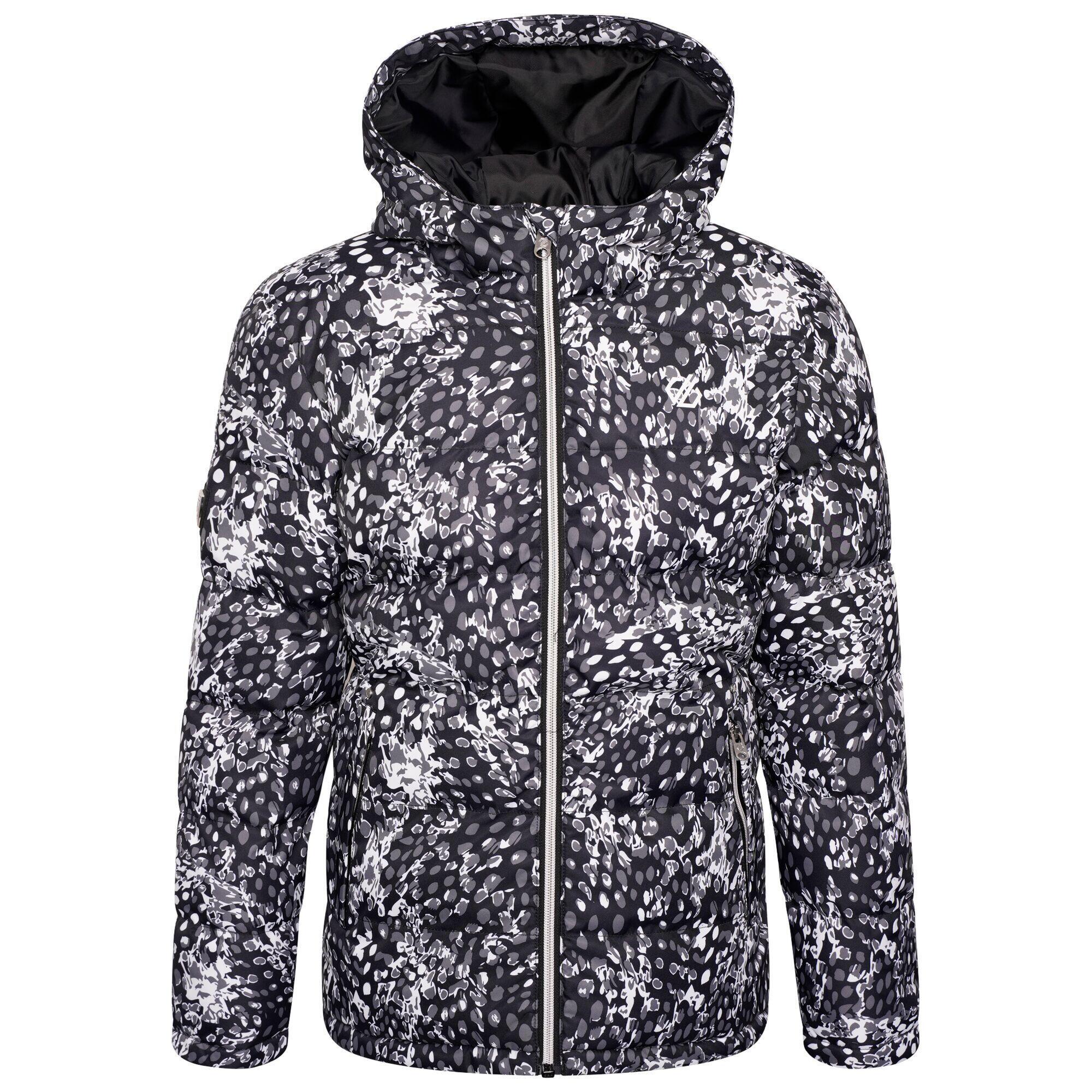 Girls Verdict Leopard Print Insulated Ski Jacket (Black/White) 1/5