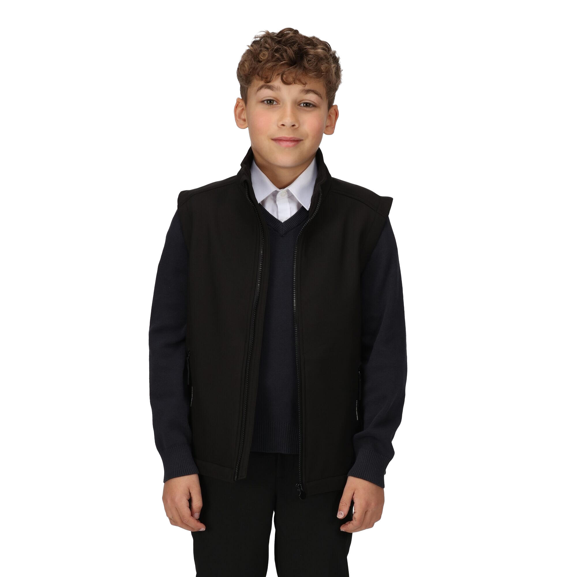Childrens/Kids Softshell Reflective Gilet (Black) 3/5