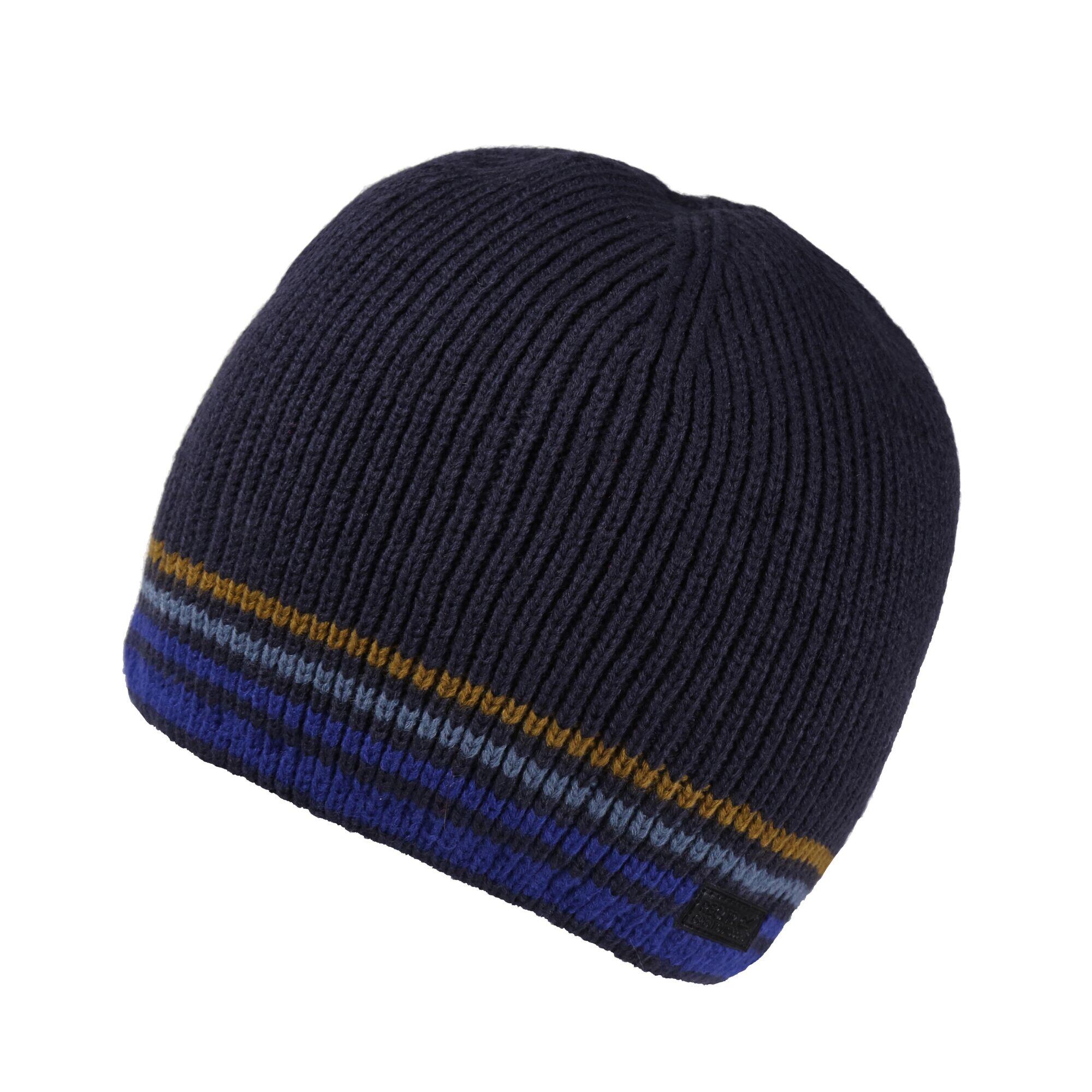 Mens Balton IV Striped Beanie (Navy) 2/4