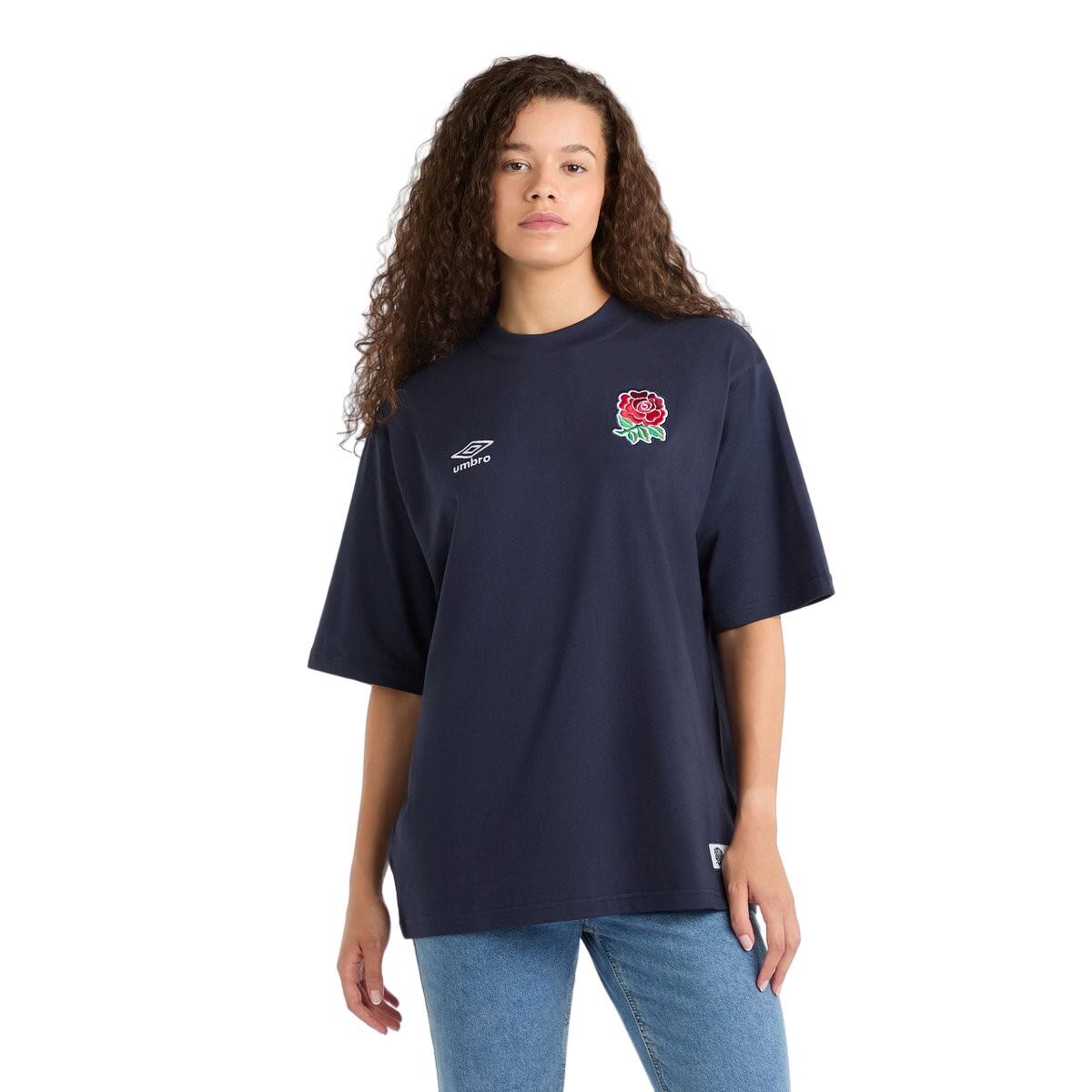 Womens/Ladies Dynasty England Rugby Oversized TShirt (Navy Blazer) 1/4