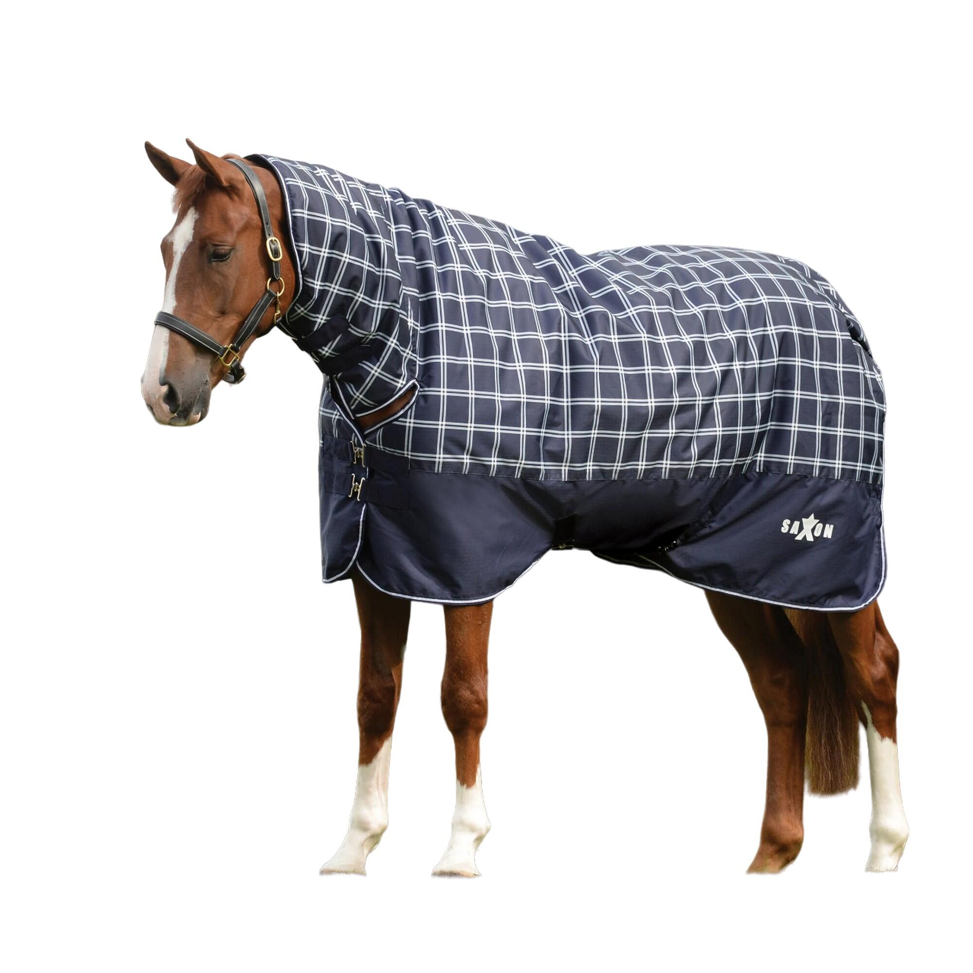 Defiant Combo Neck Plaid Heavy 300g Horse Turnout Rug (Navy) 1/1