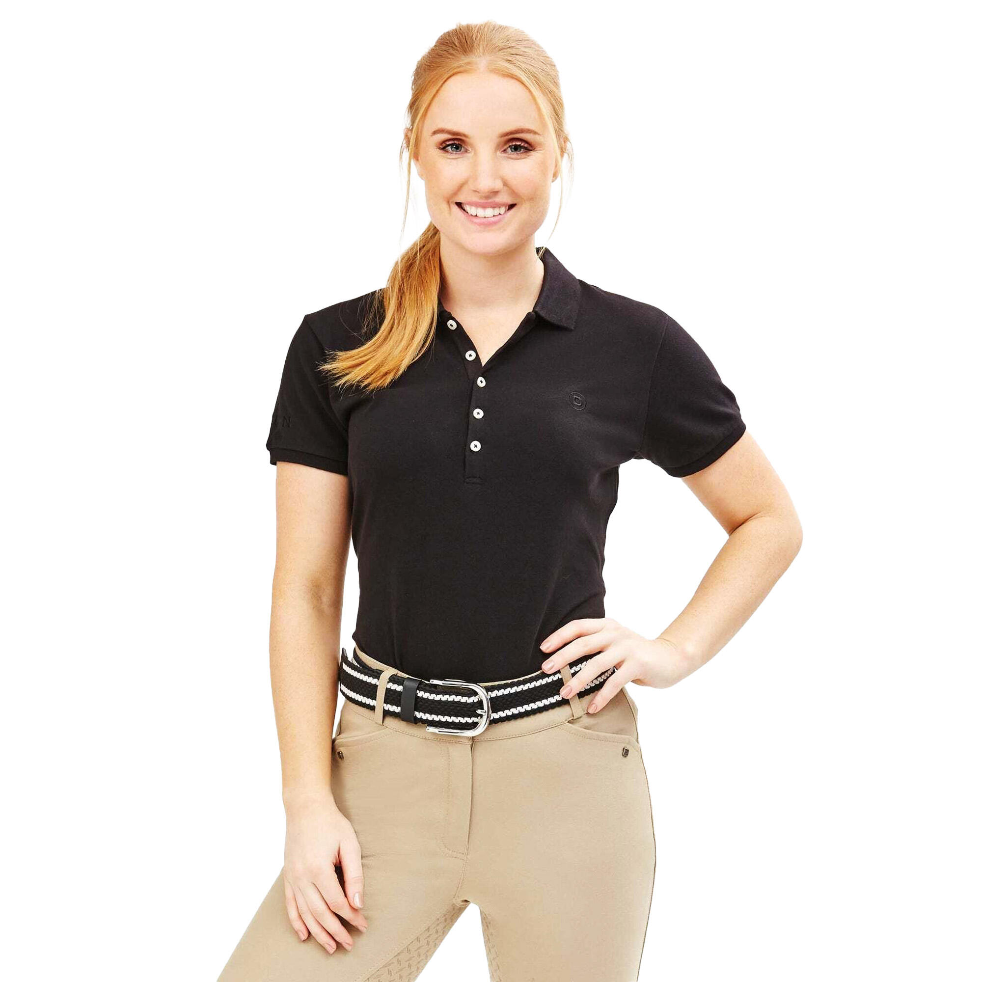 Womens/Ladies Lily Capped Sleeved Polo Shirt (Black) 2/3