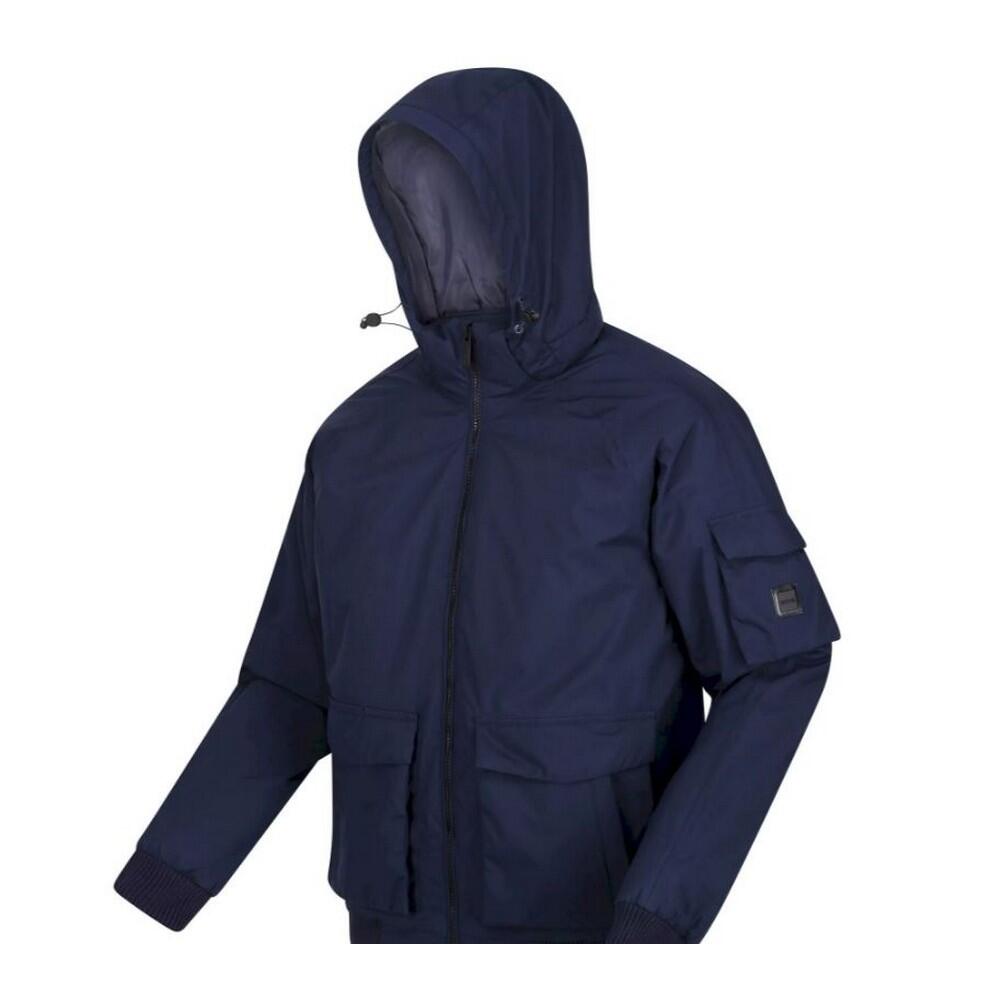 Mens Faizan Hooded Waterproof Jacket (Navy) 3/4