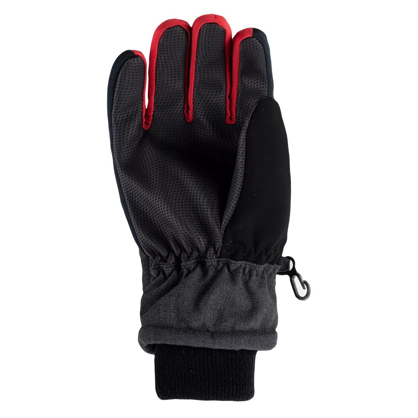 Boys Osian Ski Gloves (Dark Grey/Black/Chinese Red Melange) 2/3