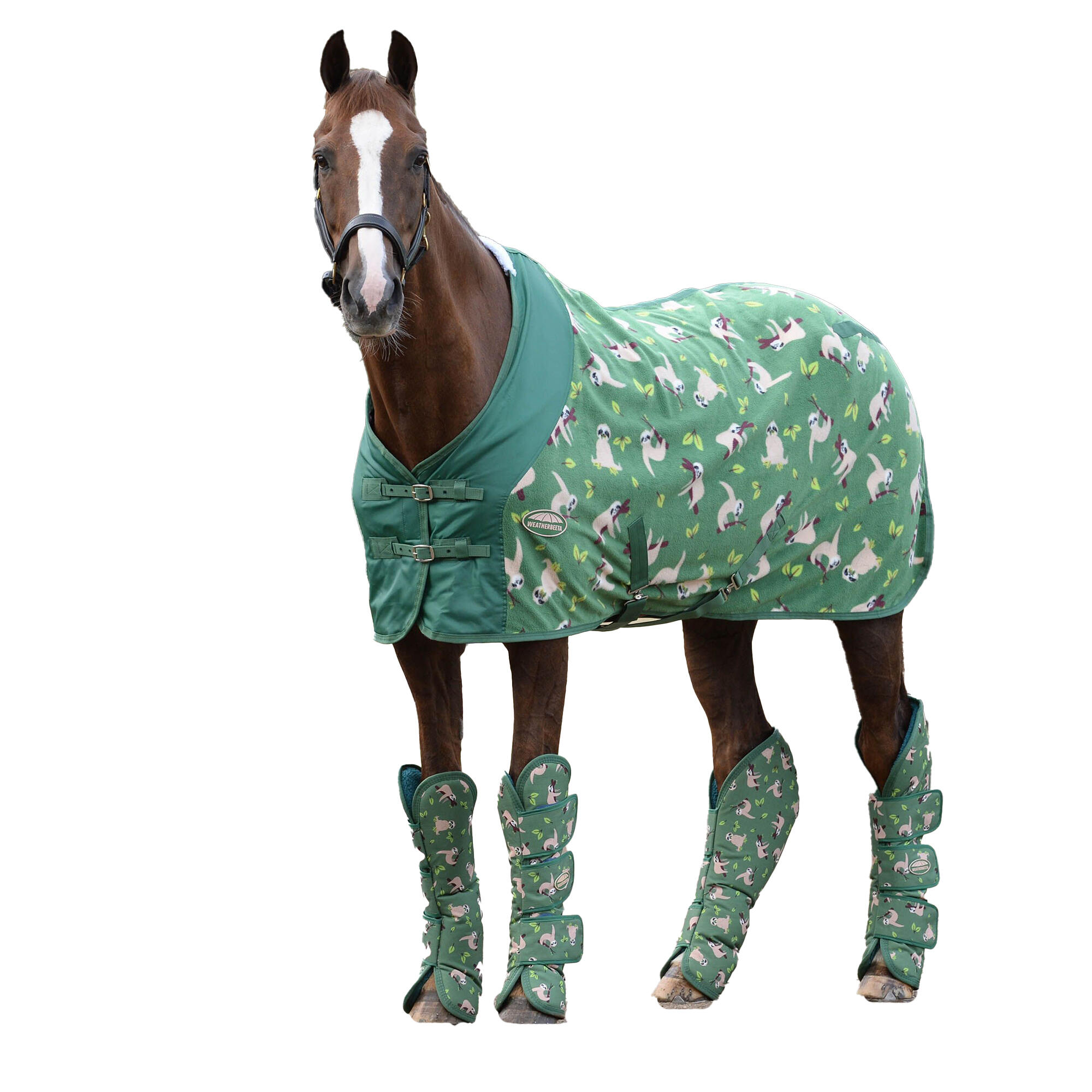 Sloth Fleece Horse Cooler Rug (Green) 2/3