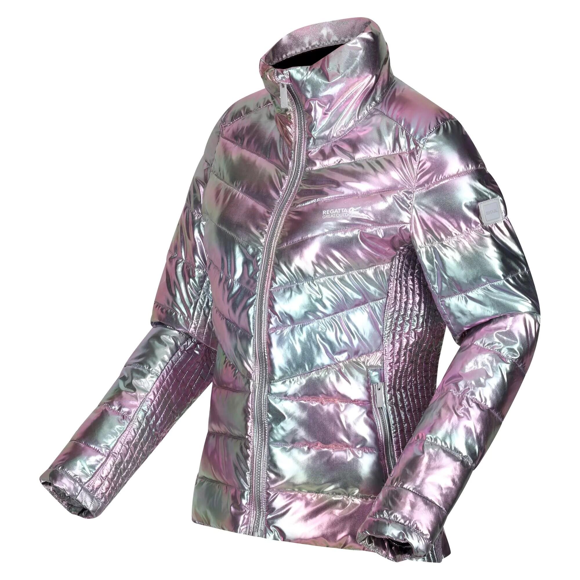 Quilted White Iridescent  Puffy Zip Up Jacket – The Silver Strawberry