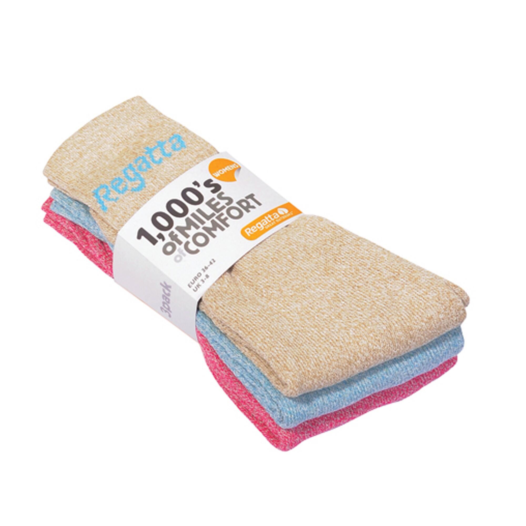 Great Outdoors Womens/Ladies Marl Effect Socks (3 Pack) (Bright Blush Marl) 2/5