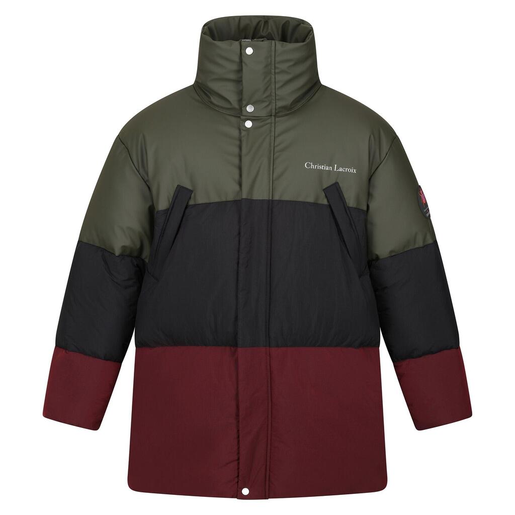 Mens Christian Lacroix Barbegal Baffled Padded Jacket (Dark Khaki/Black)