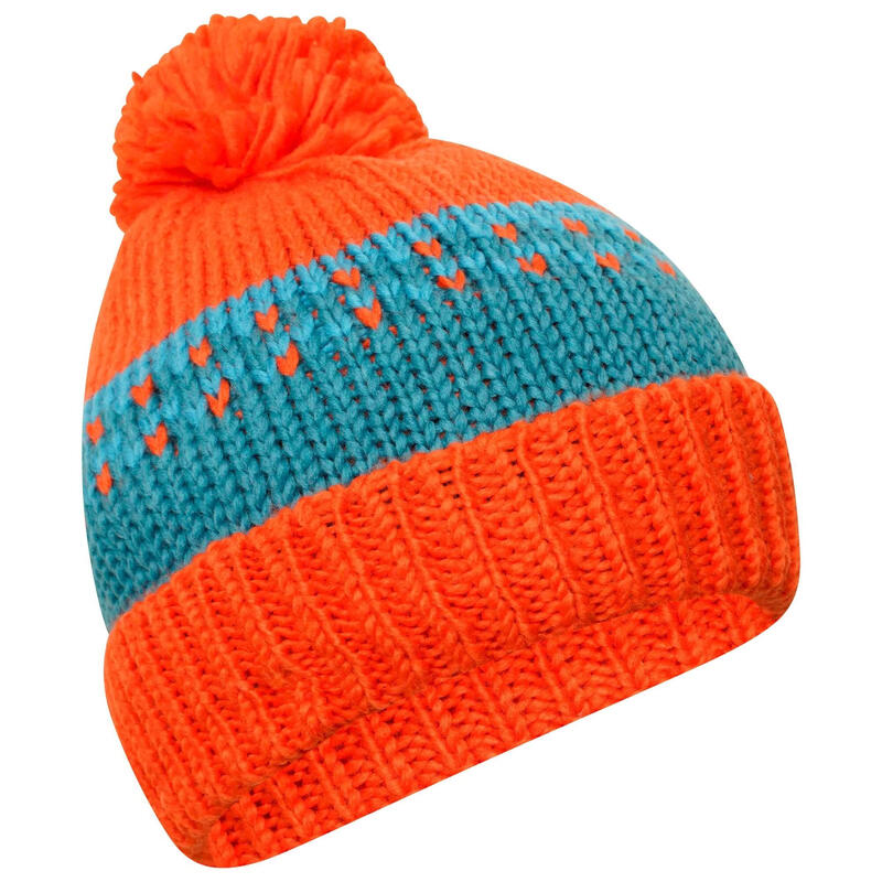 Bonnet BOFFIN Enfant (Rouge orangé / Bleu sarcelle foncé)