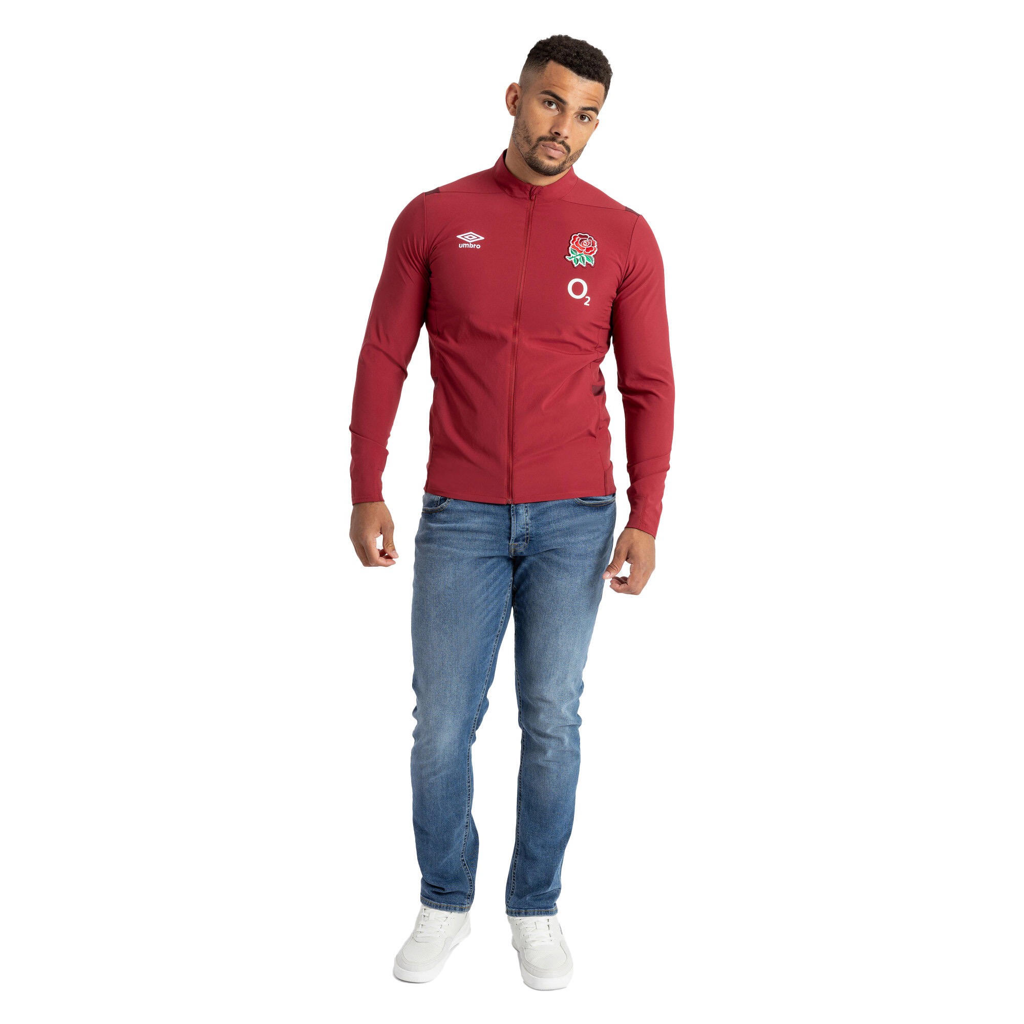 Mens 23/24 Presentation England Rugby Jacket (Tibetan Red/Zinfandel) 4/4