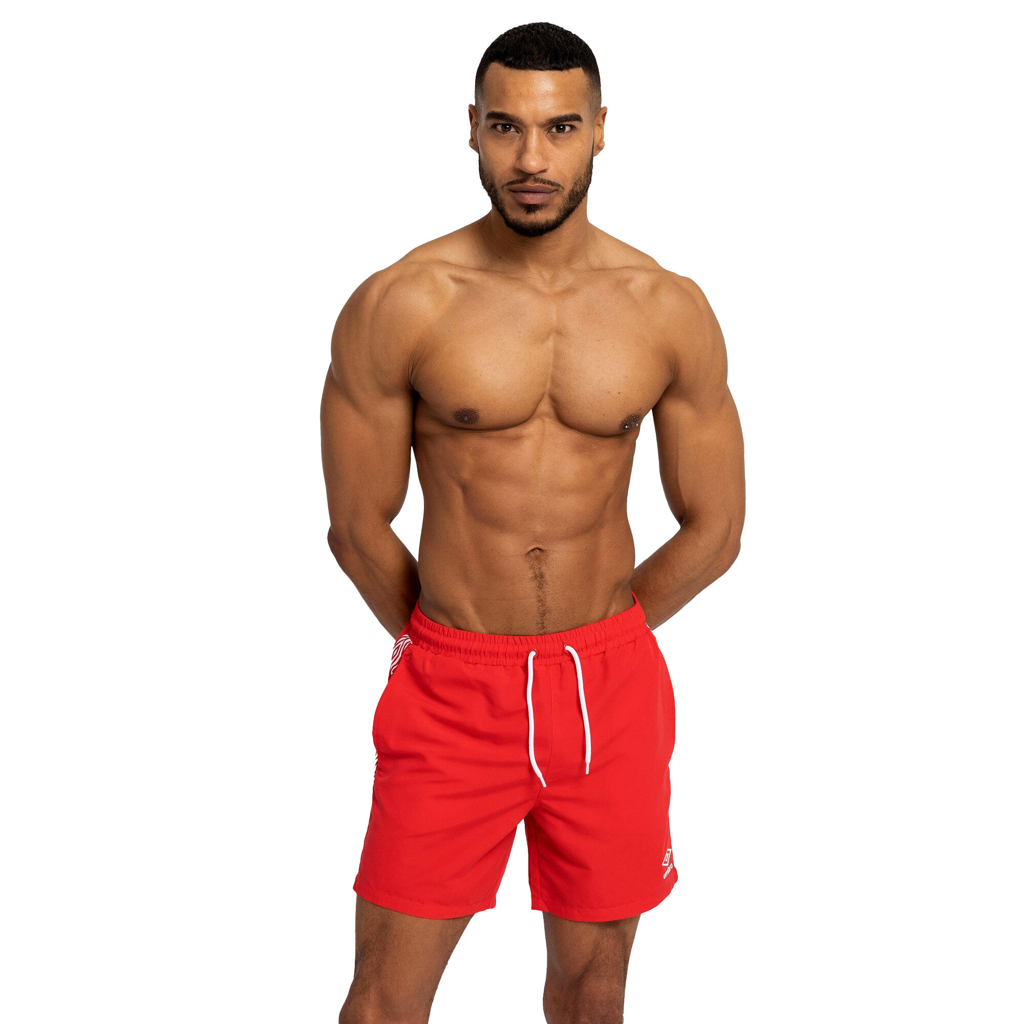 Mens Taped Swim Shorts (Vermillion) 1/4