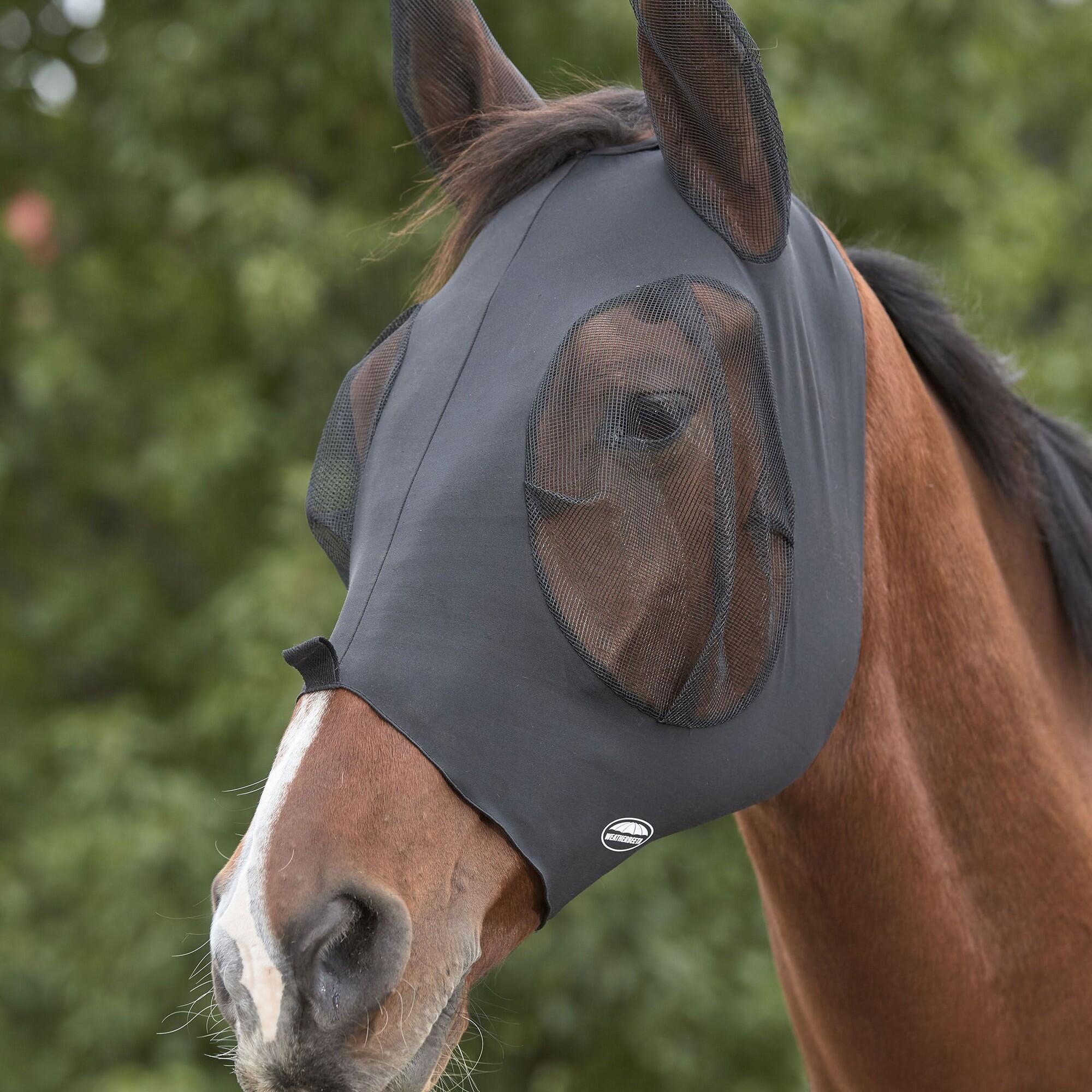 Deluxe Stretch Horse Fly Mask With Ears (Black) 1/1