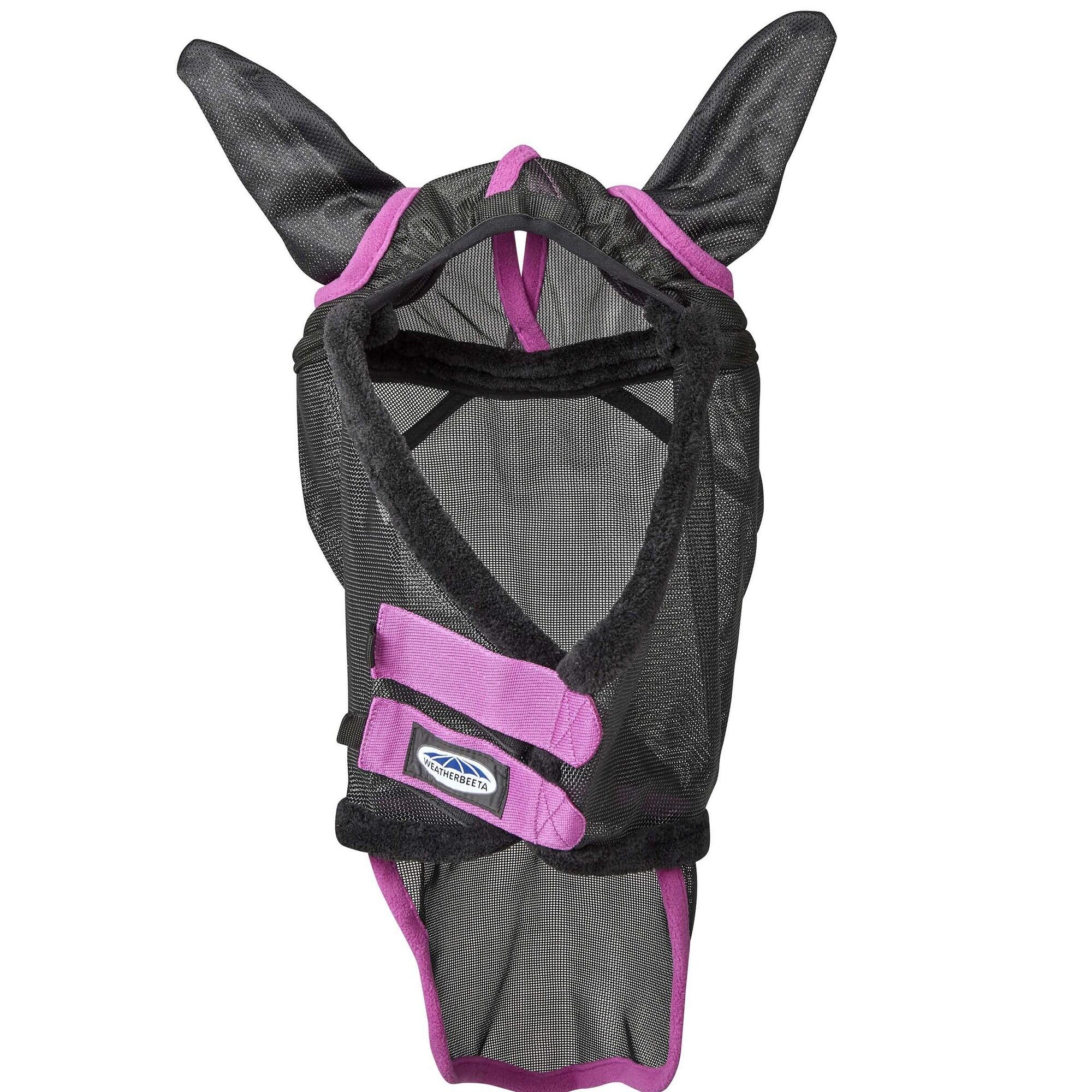 Comfitec Deluxe Mesh Durable Horse Fly Mask With Ears & Nose (Black/Purple) 2/3