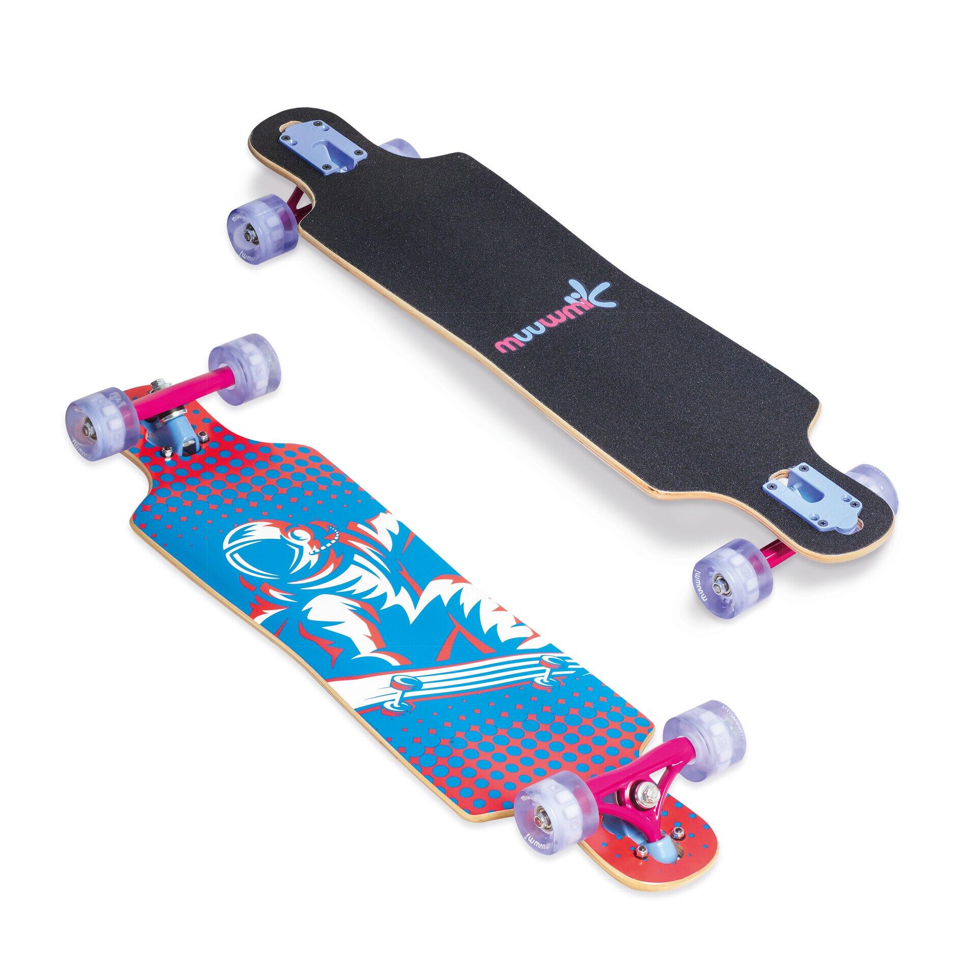 Muuwmi longboard Compact 83 x 22 cm bleu/rose 1/9