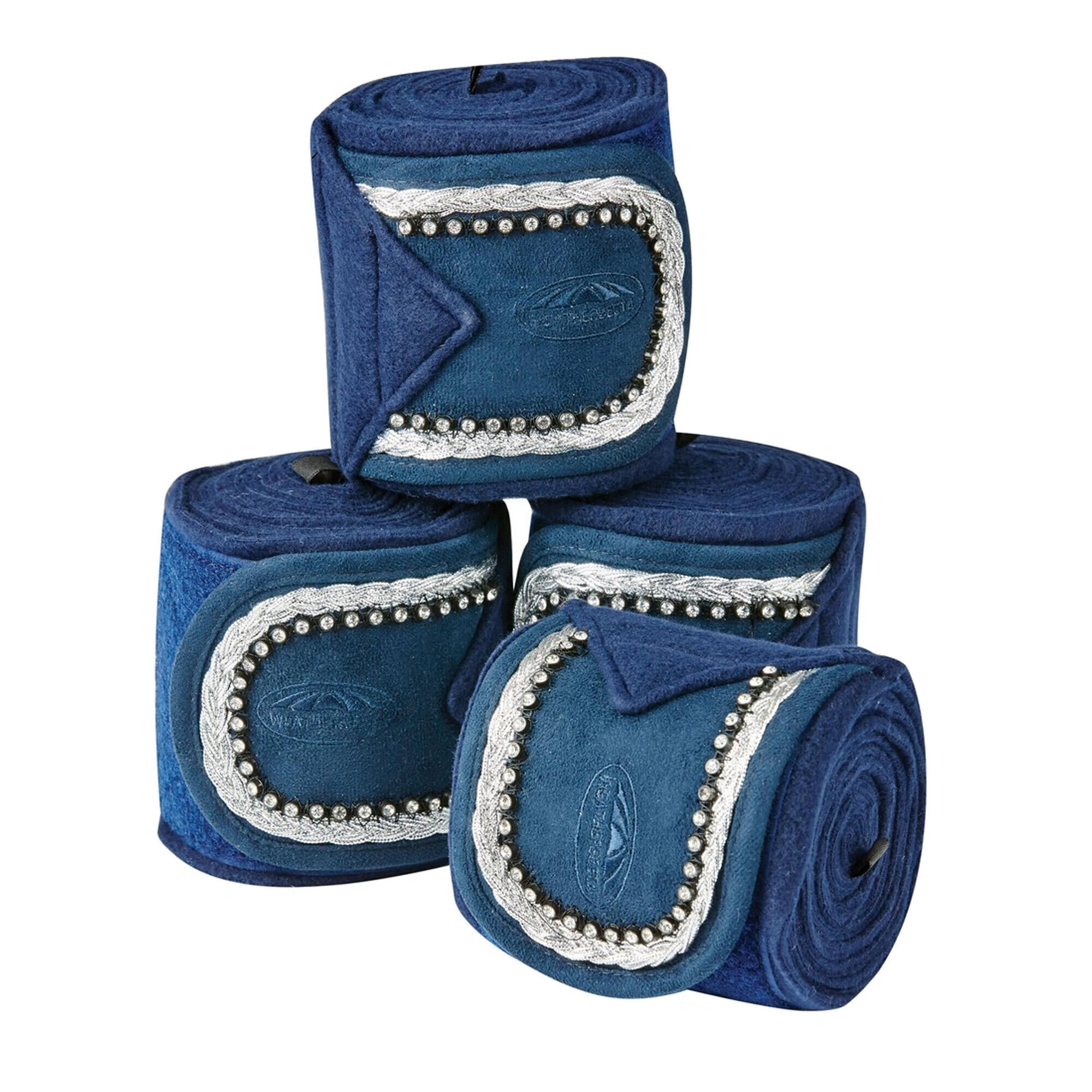 WEATHERBEETA Fleece Bling Bandage For Horses (Set Of 4) (Navy)