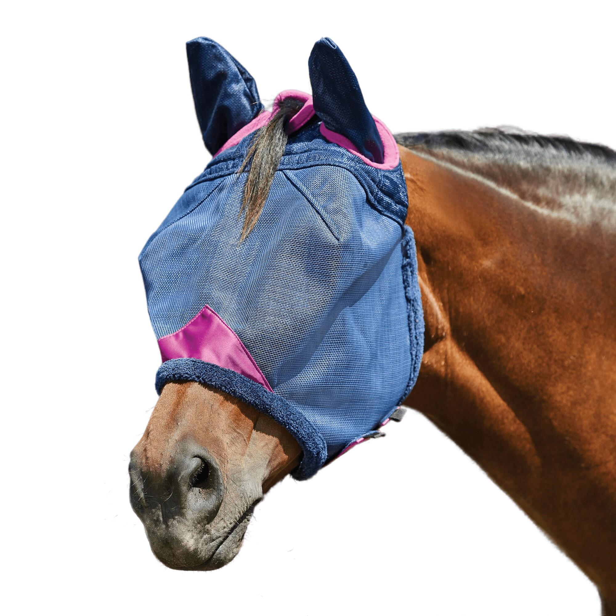 Comfitec Deluxe Mesh Durable Horse Fly Mask (Navy/Purple) 1/3