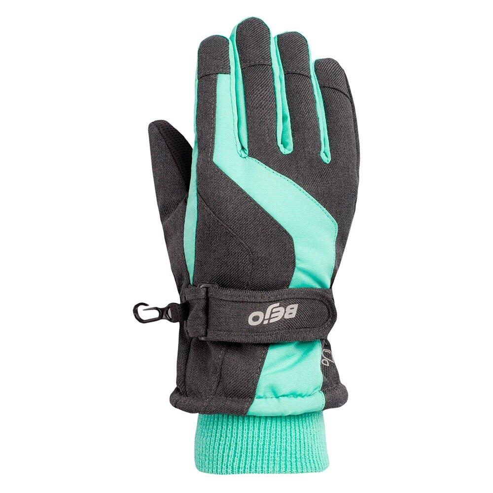 BEJO Girls Brise Logo Ski Gloves (Dark Grey Melange/Bermuda)