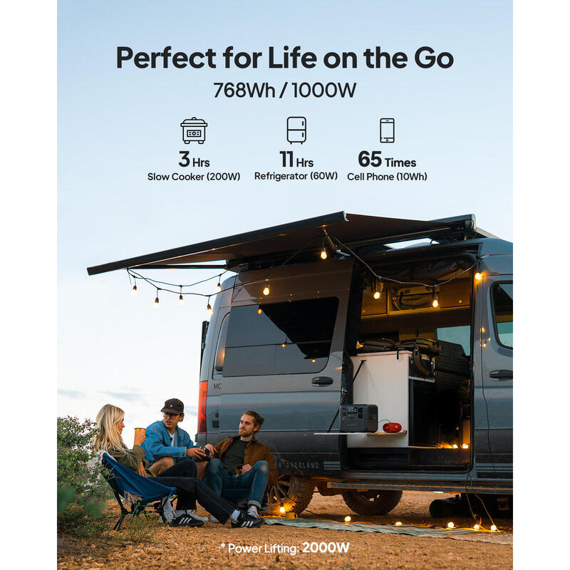 BLUETTI Station Électrique Portable AC70 1000W+Panneau Solaire 100W pour Caravan